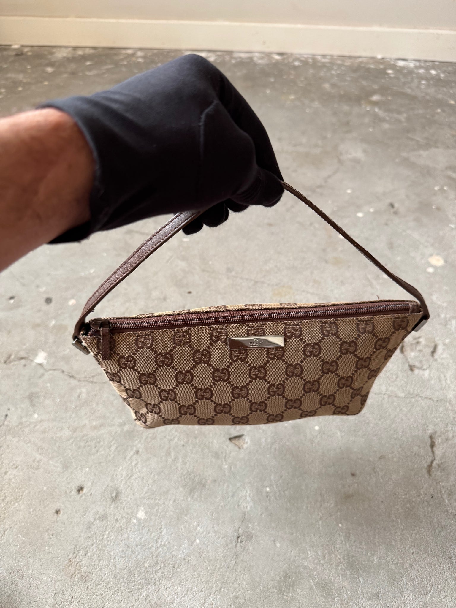 Gucci GG Monogram Pochette Boat Shoulder Bag Beige