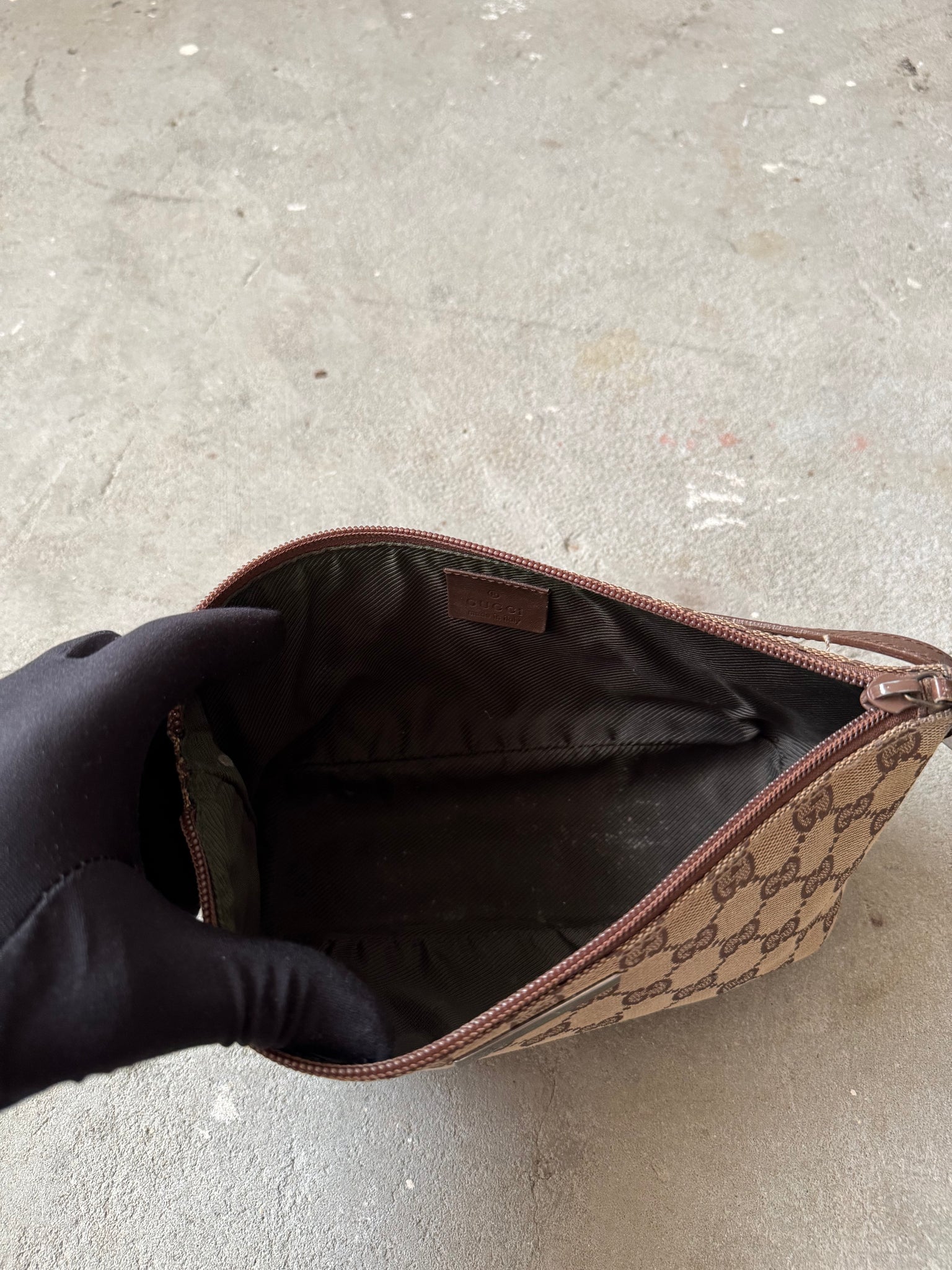 Gucci GG Monogram Pochette Boat Shoulder Bag Beige