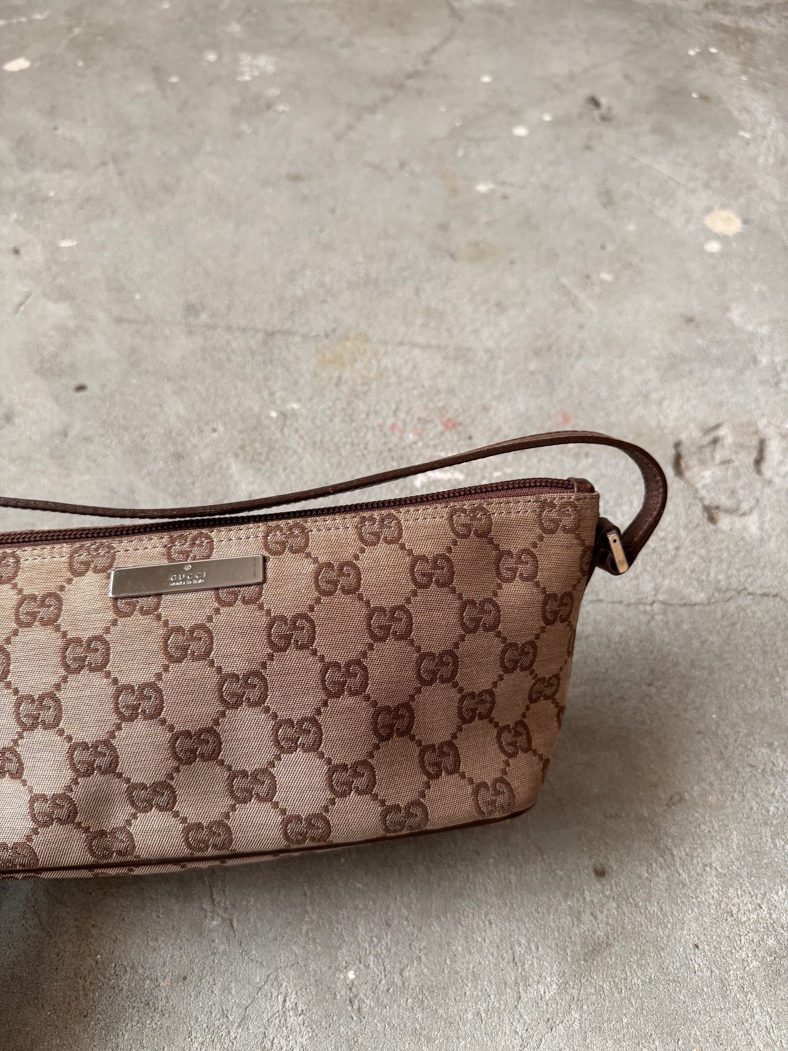 Gucci GG Monogram Pochette Boat Shoulder Bag Beige