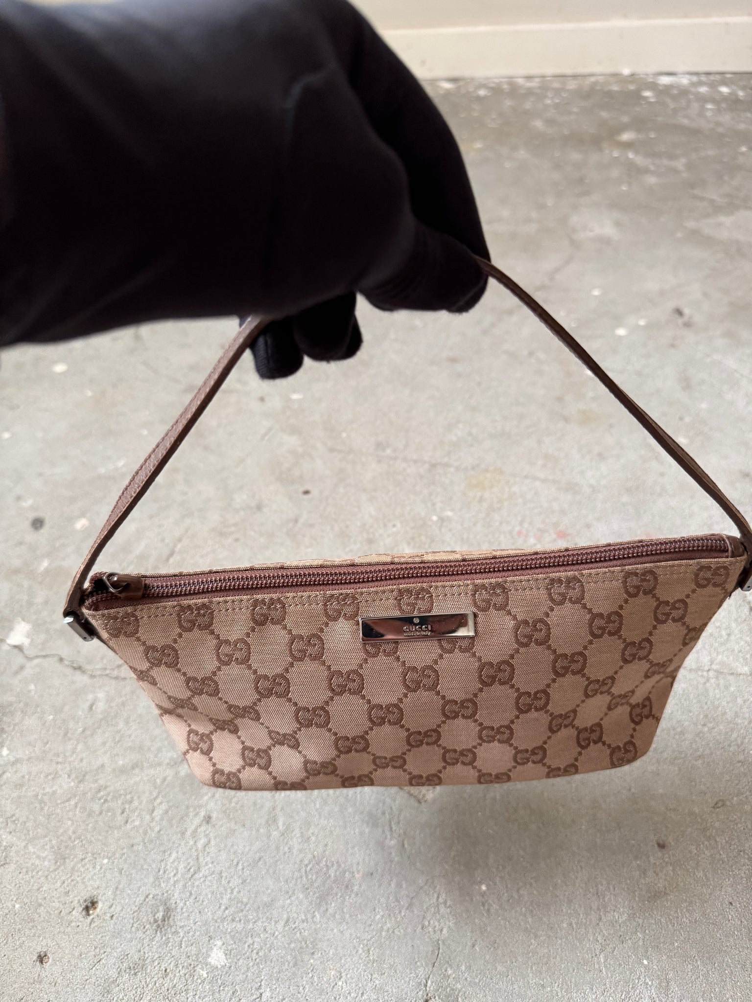 Gucci GG Monogram Pochette Boat Shoulder Bag Beige