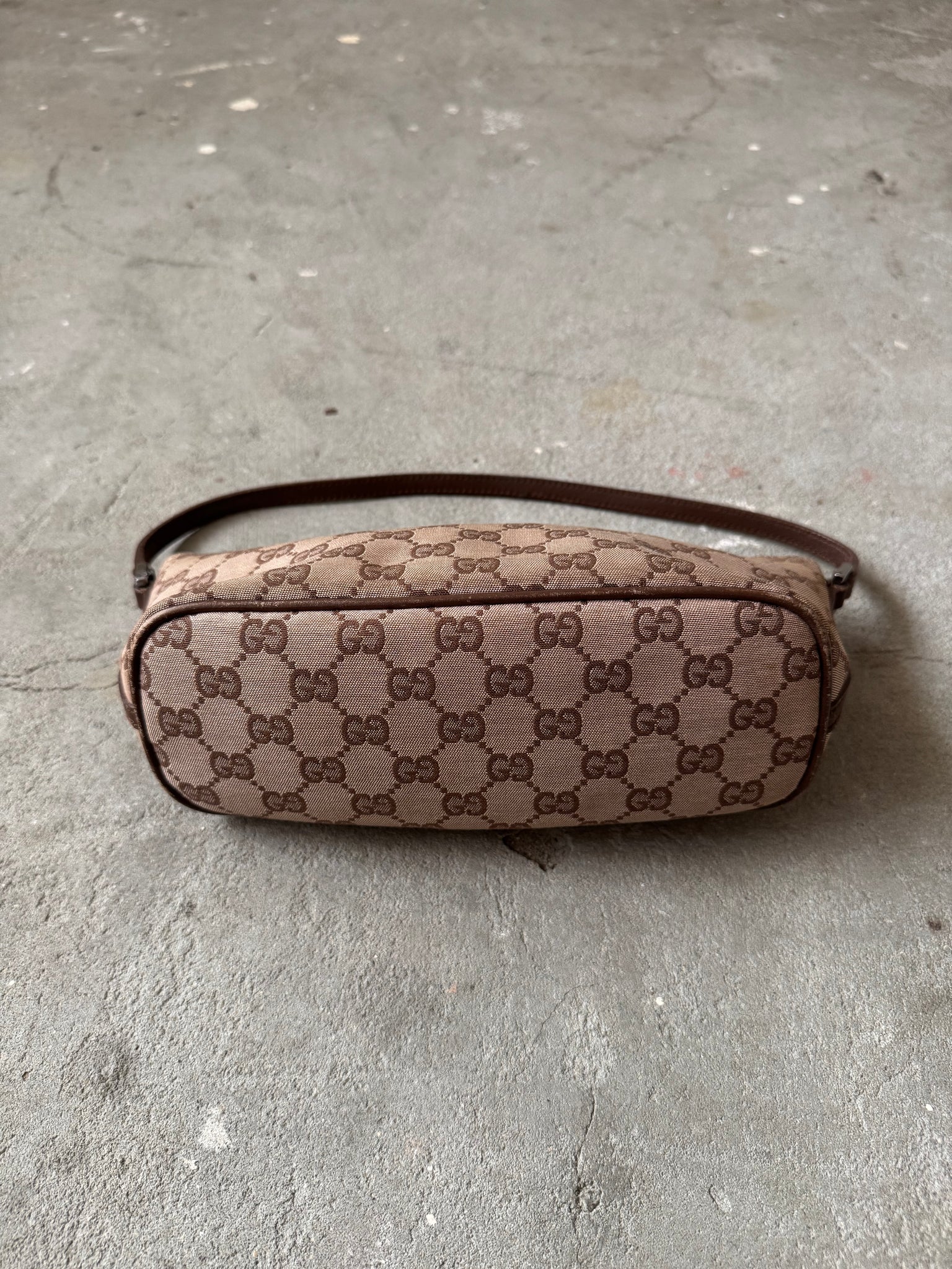 Gucci GG Monogram Pochette Boat Shoulder Bag Beige