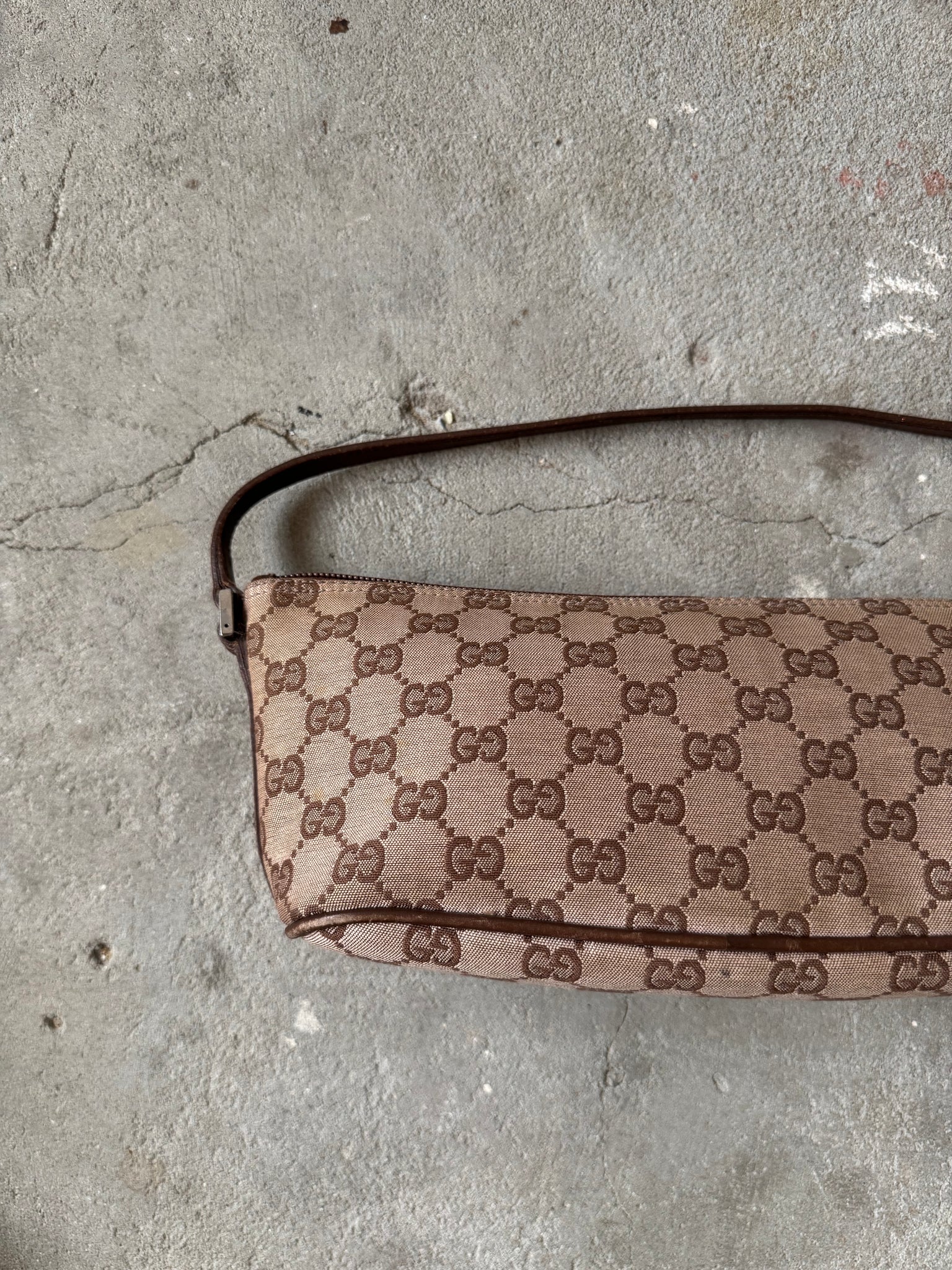 Gucci GG Monogram Pochette Boat Shoulder Bag Beige