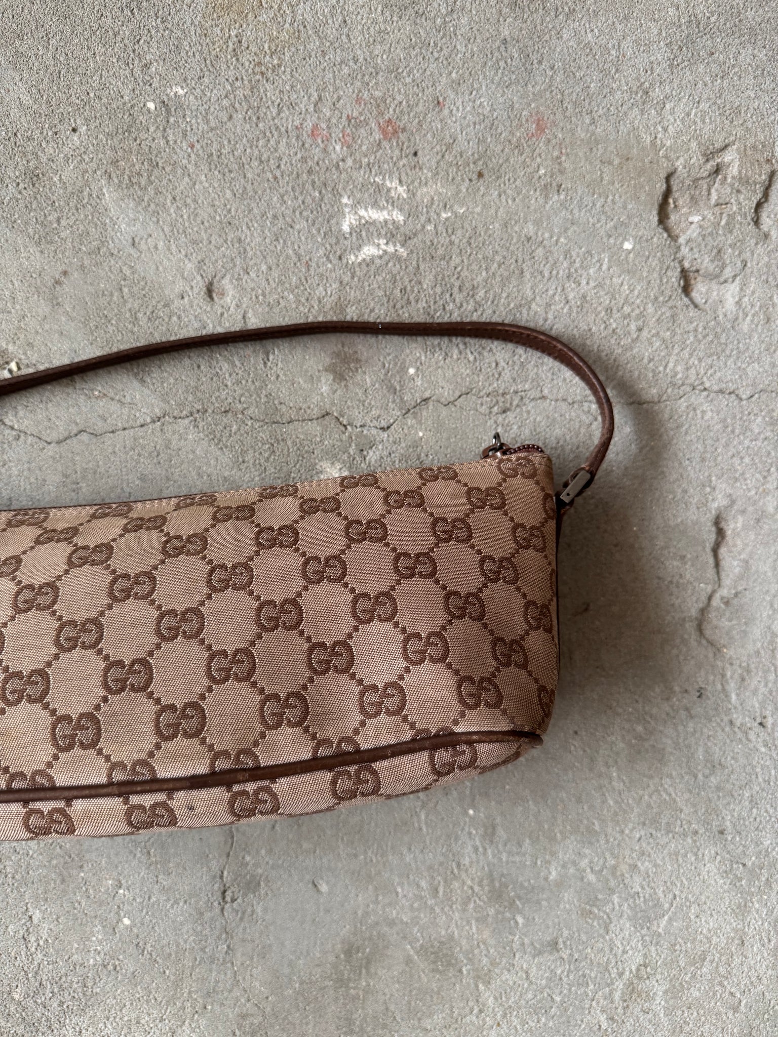 Gucci GG Monogram Pochette Boat Shoulder Bag Beige