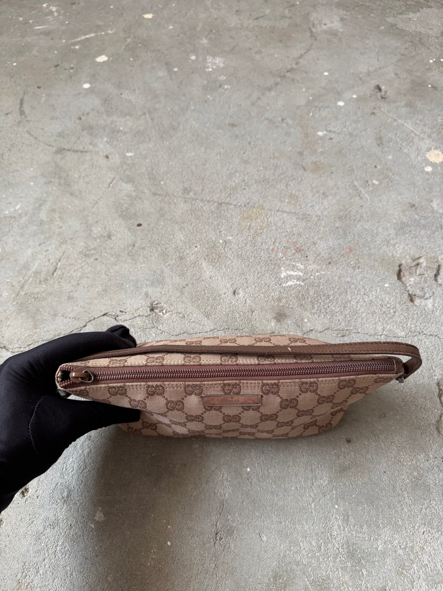 Gucci GG Monogram Pochette Boat Shoulder Bag Beige