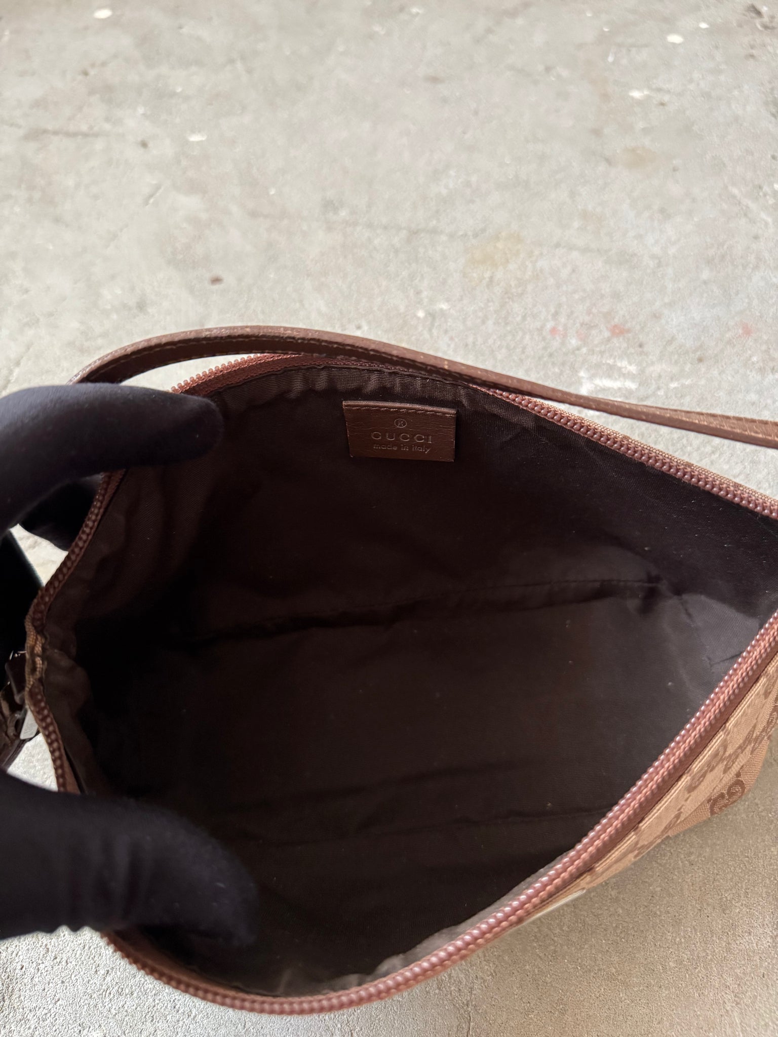 Gucci GG Monogram Pochette Boat Shoulder Bag Beige