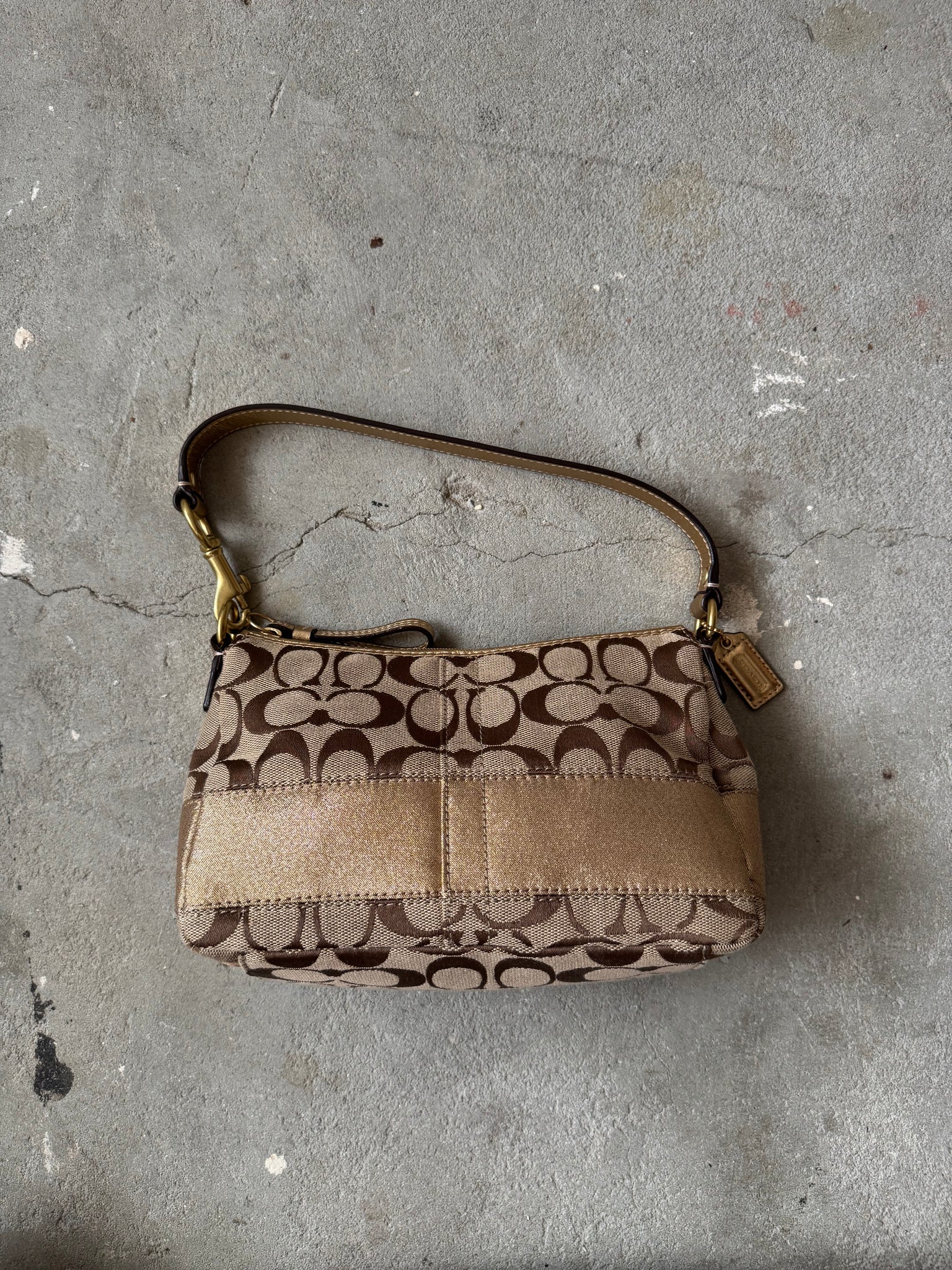 Coach Signature Baguette Stripe Gold Shoulder Bag