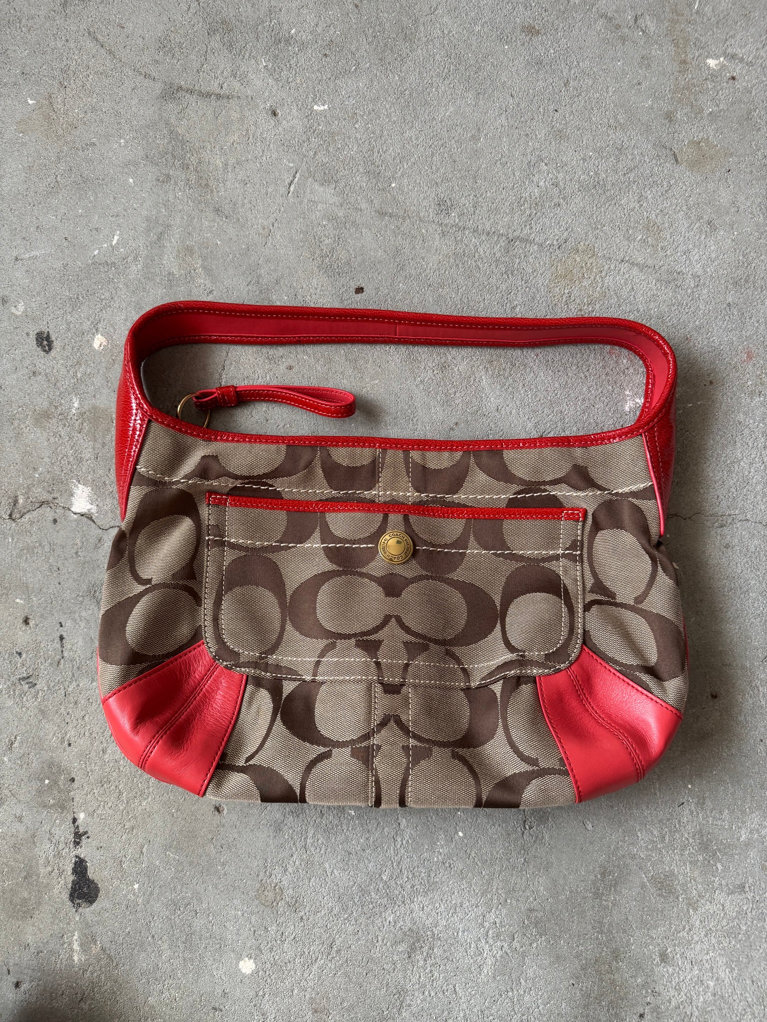 Coach Signature Hobo Ergo Shoulder Bag Red