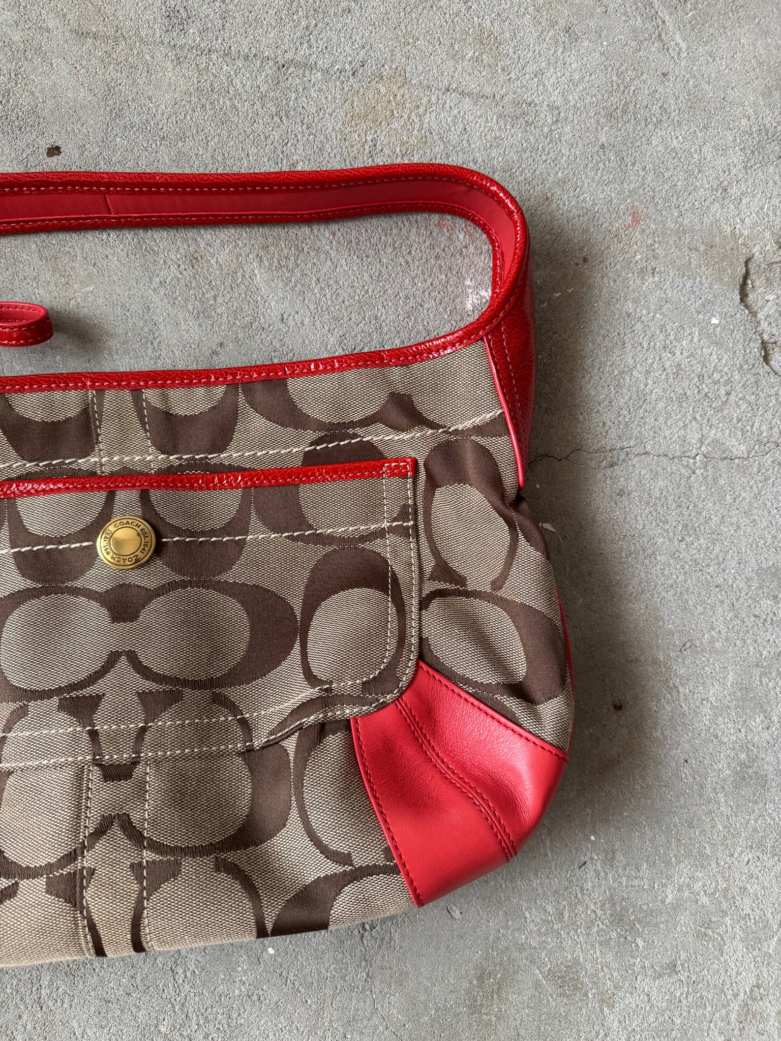 Coach Signature Hobo Ergo Shoulder Bag Red