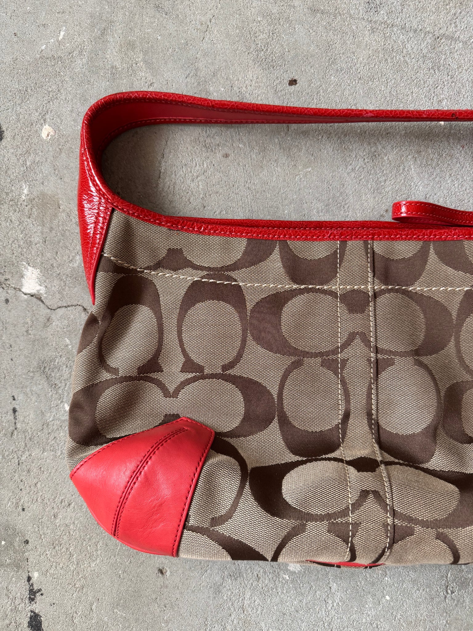 Coach Signature Hobo Ergo Shoulder Bag Red