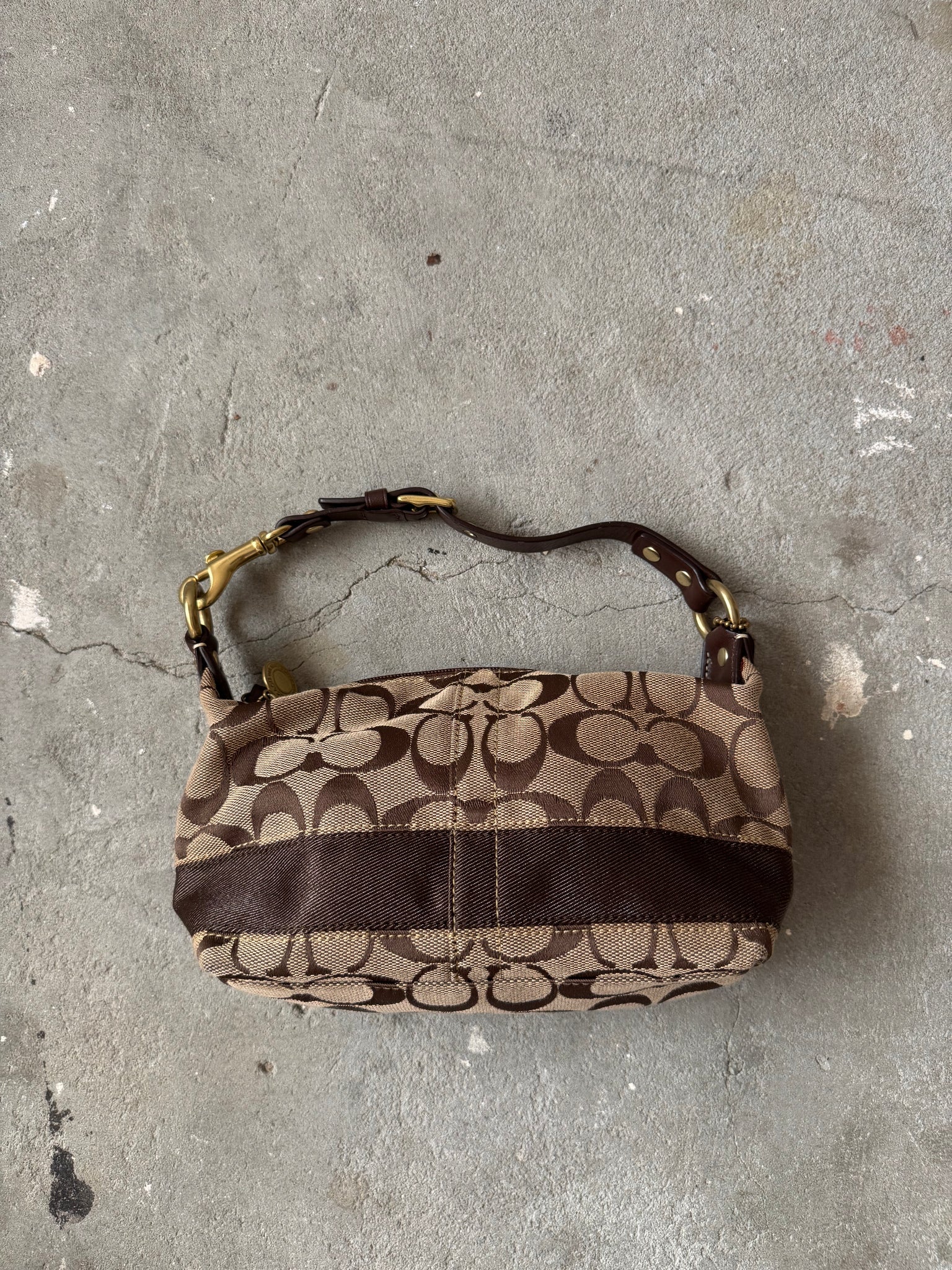 Coach Signature Stripe Mini Hobo ShoulderBag Beige/Brown