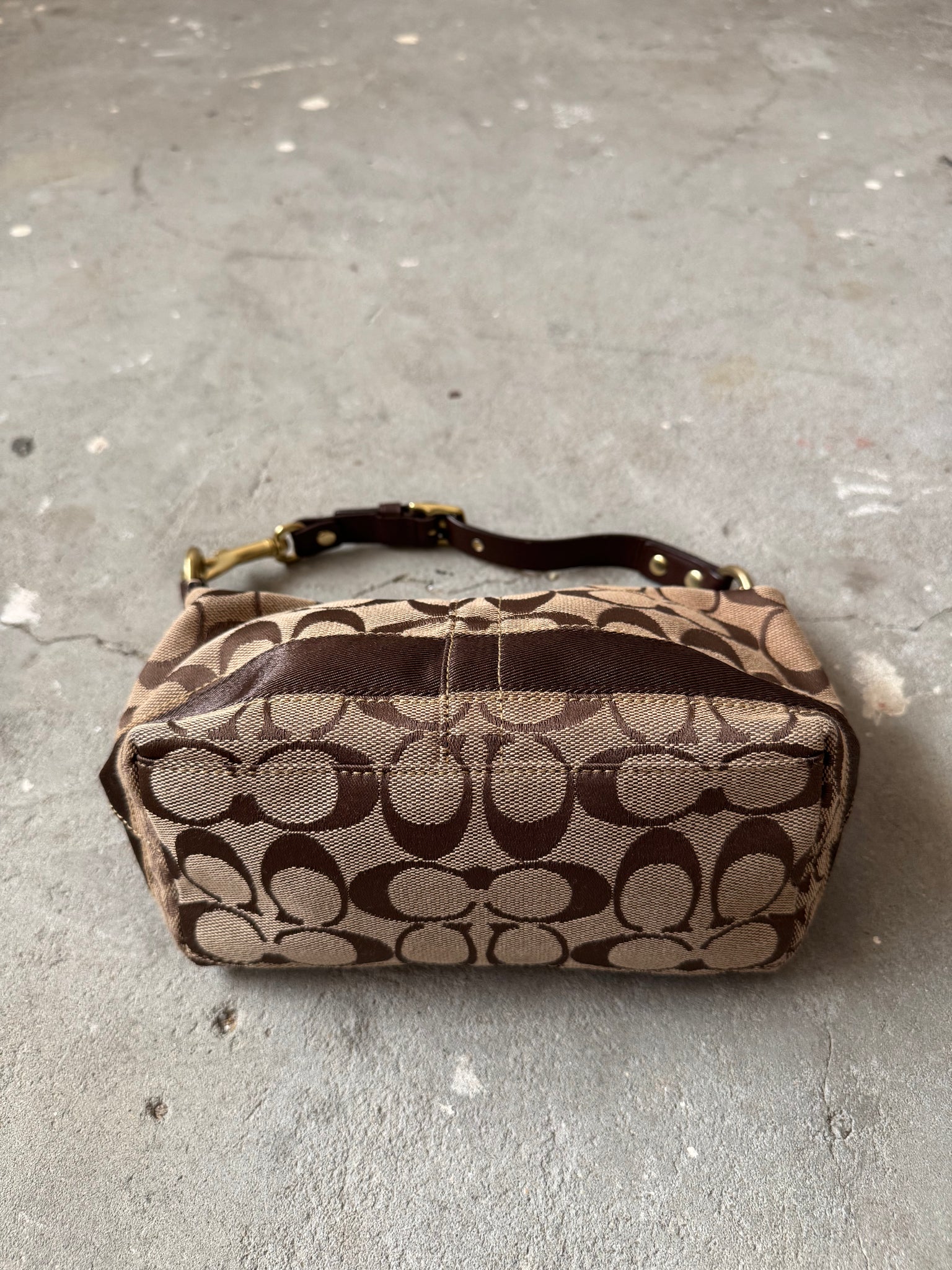 Coach Signature Stripe Mini Hobo ShoulderBag Beige/Brown