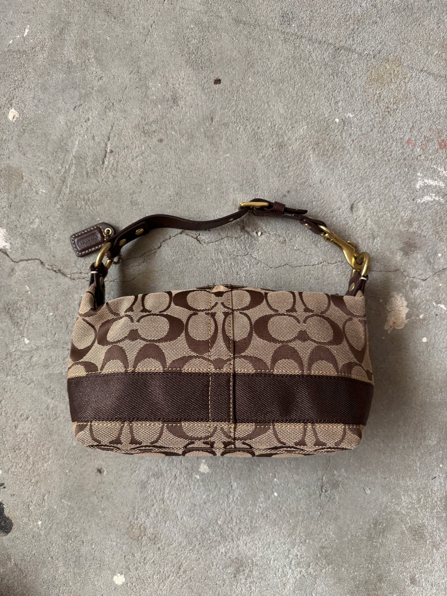 Coach Signature Stripe Mini Hobo ShoulderBag Beige/Brown