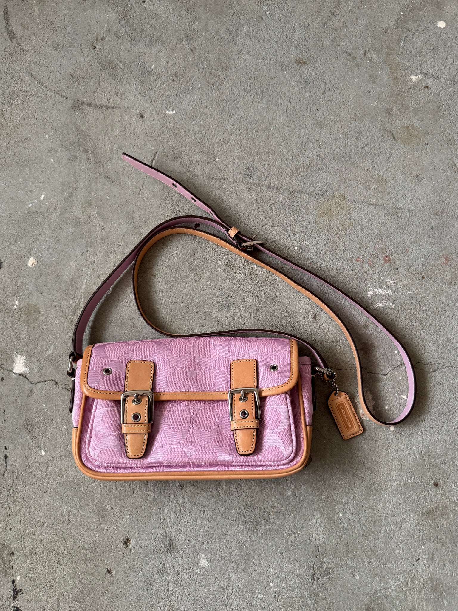 Coach Signature Crossbody Bag Pink/Beige