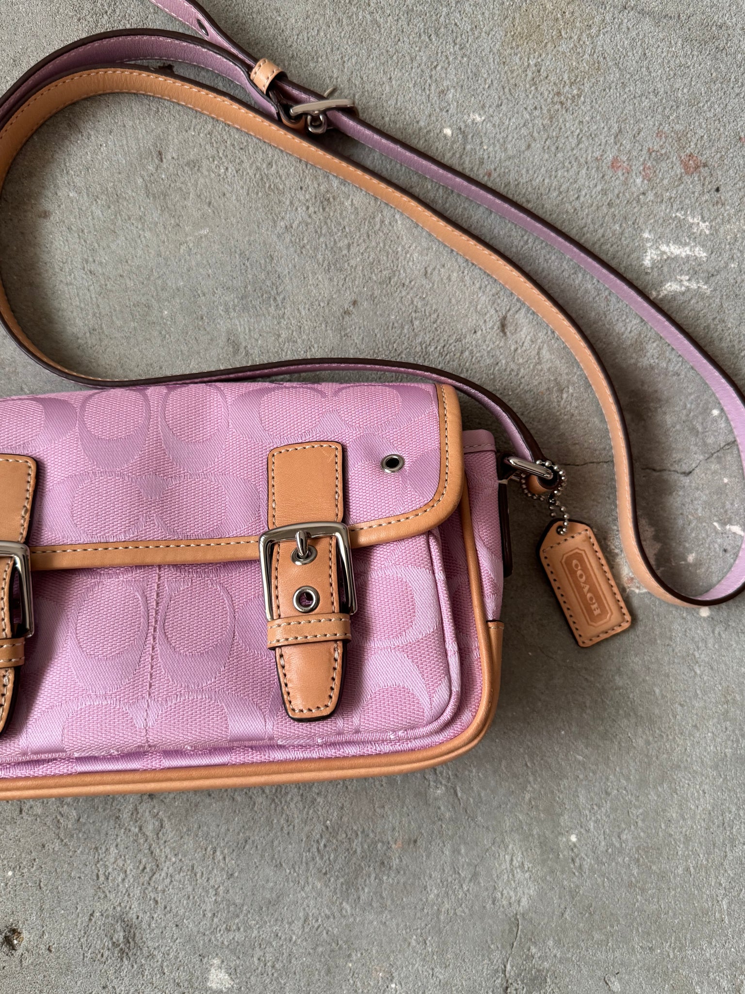 Coach Signature Crossbody Bag Pink/Beige