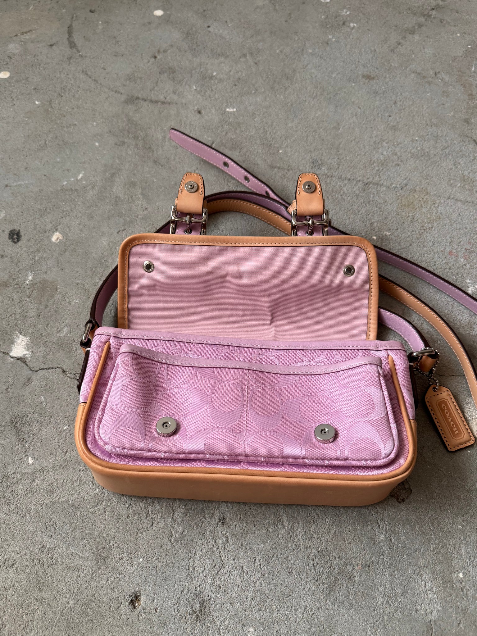 Coach Signature Crossbody Bag Pink/Beige