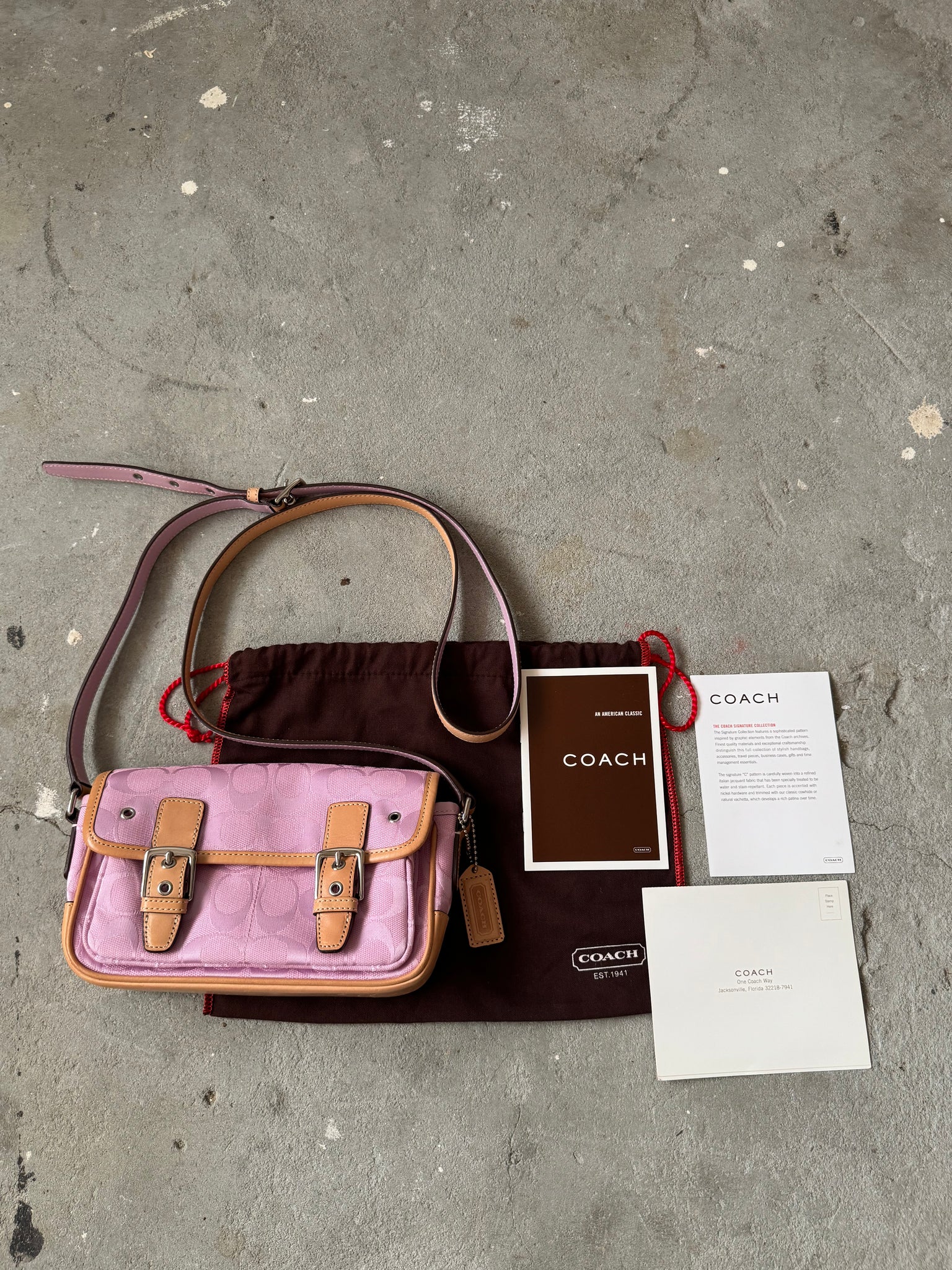 Coach Signature Crossbody Bag Pink/Beige