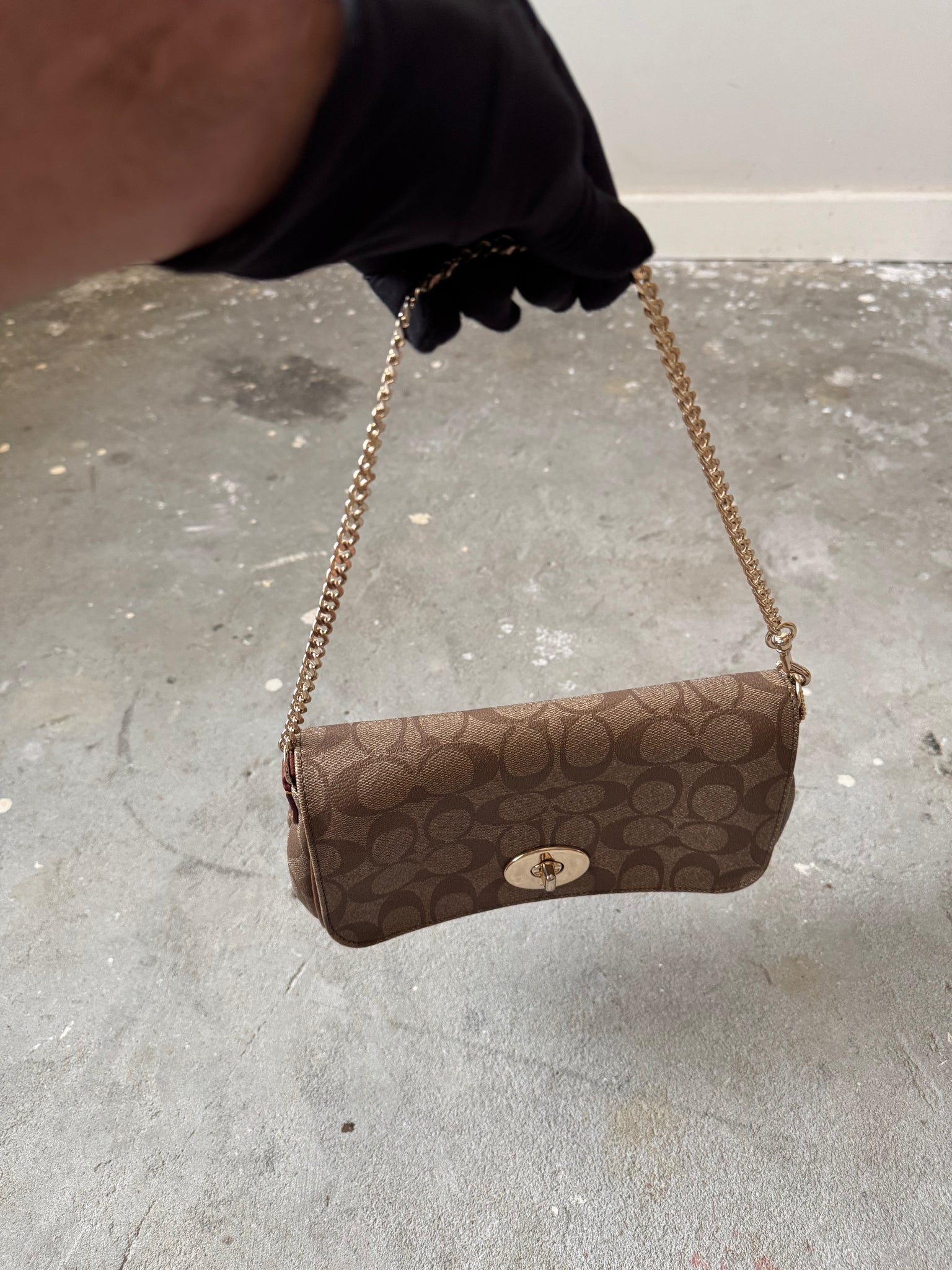 Coach 2Way Signature Ruby Purse Shoulder Bag Beige
