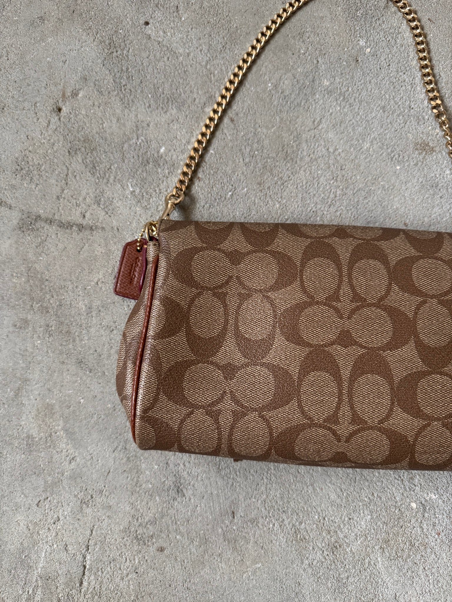 Coach 2Way Signature Ruby Purse Shoulder Bag Beige