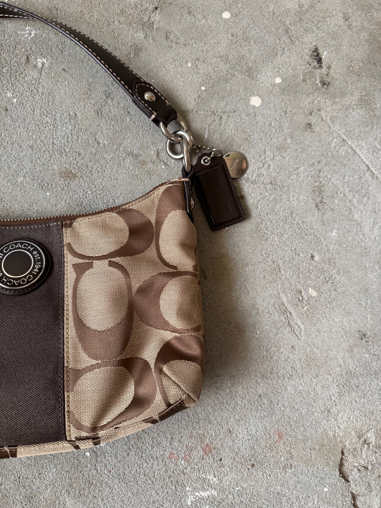 Coach 2Way Signature Stripe ShoulderBag Beige/Brown
