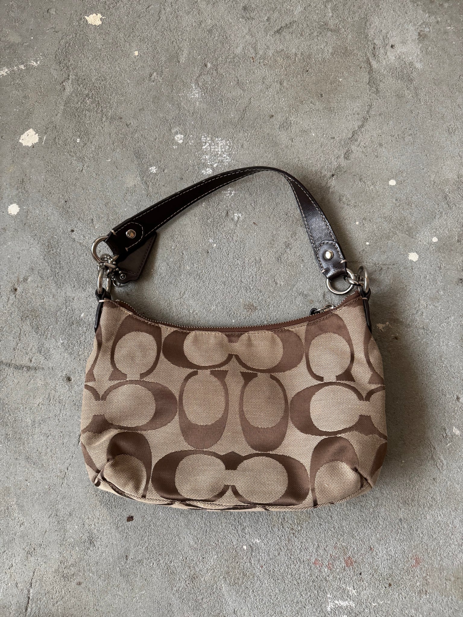Coach 2Way Signature Stripe ShoulderBag Beige/Brown