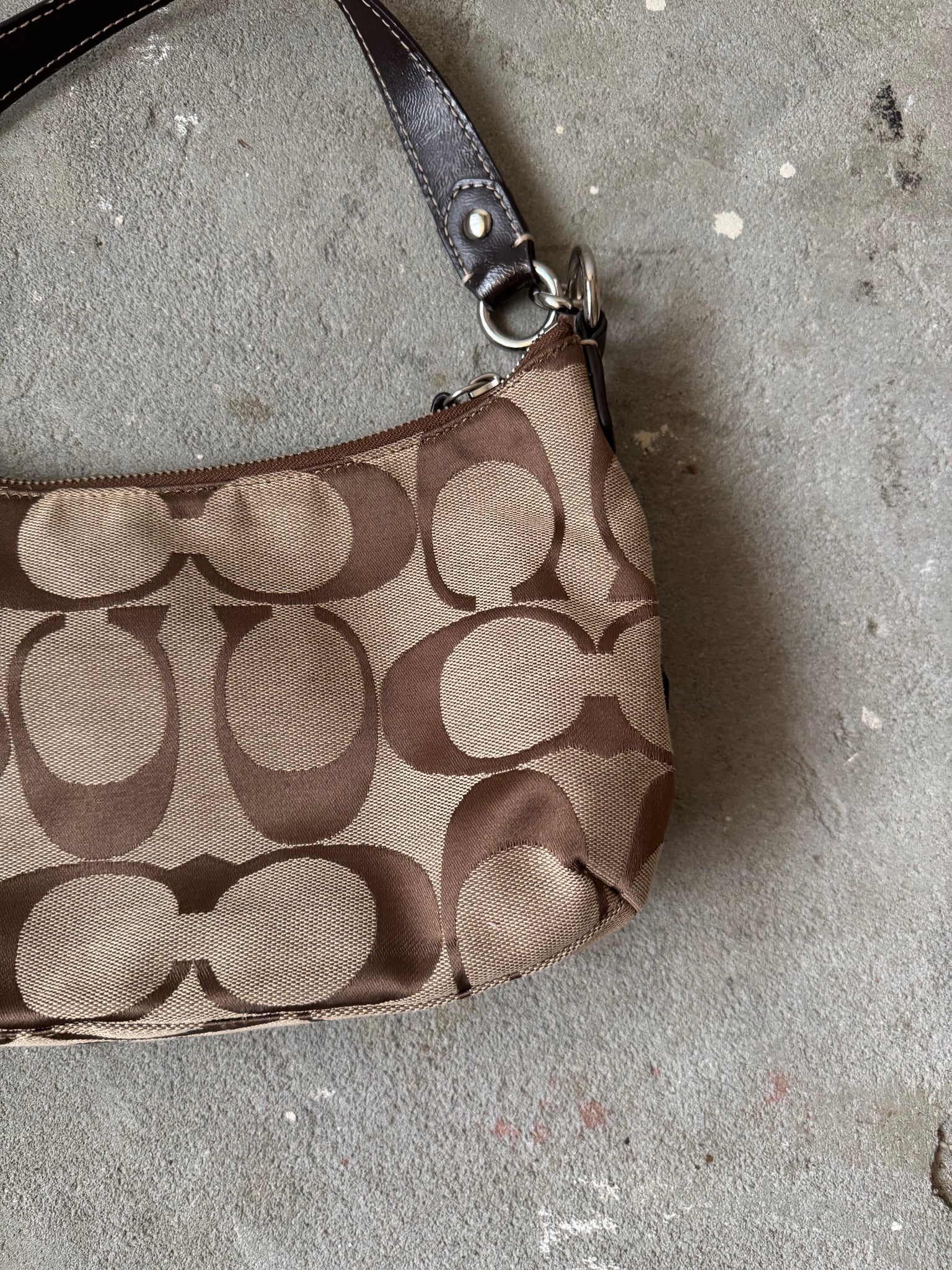 Coach 2Way Signature Stripe ShoulderBag Beige/Brown
