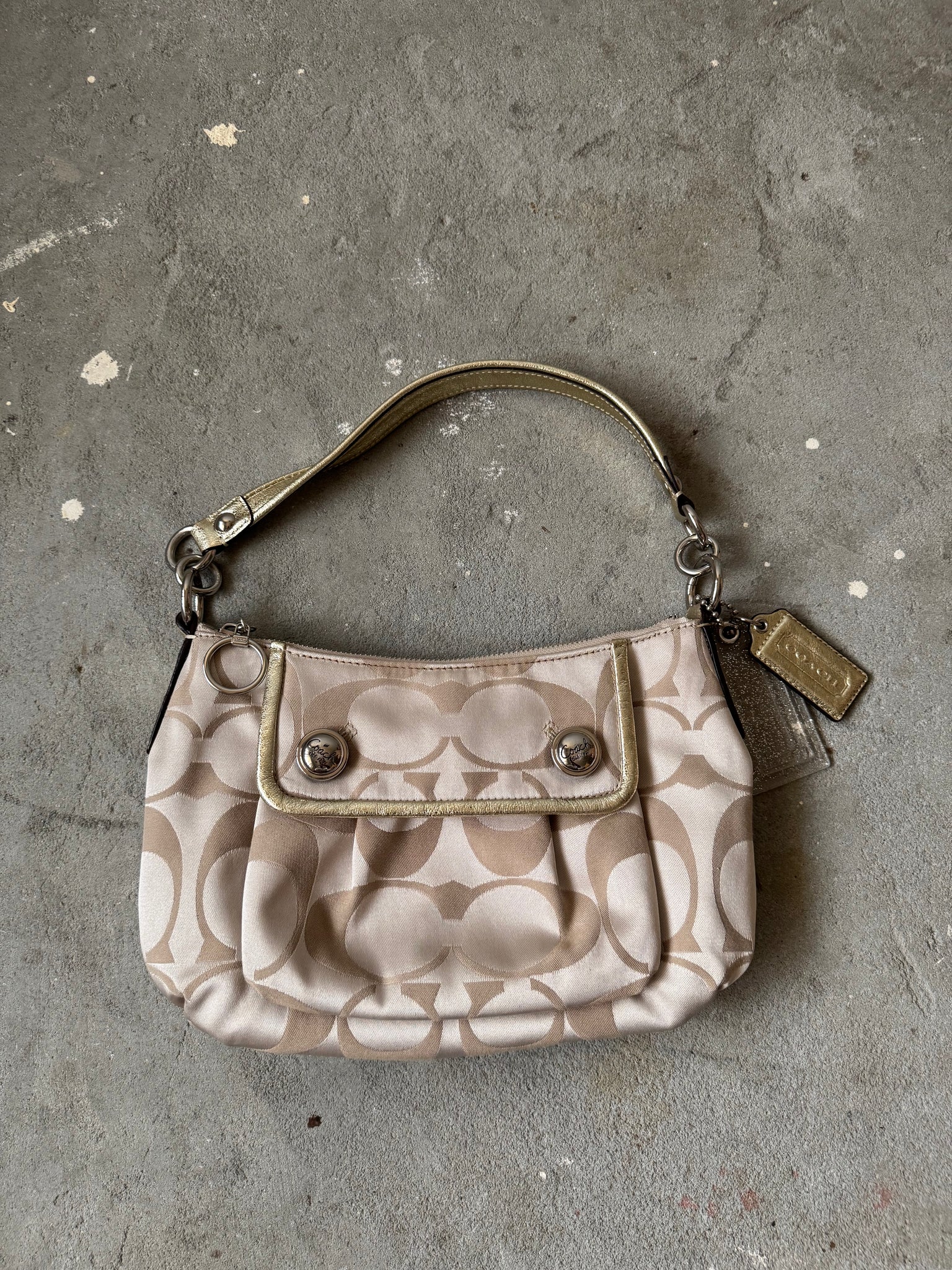 Coach 2Way Signature Shoulder Bag Cream/Gold