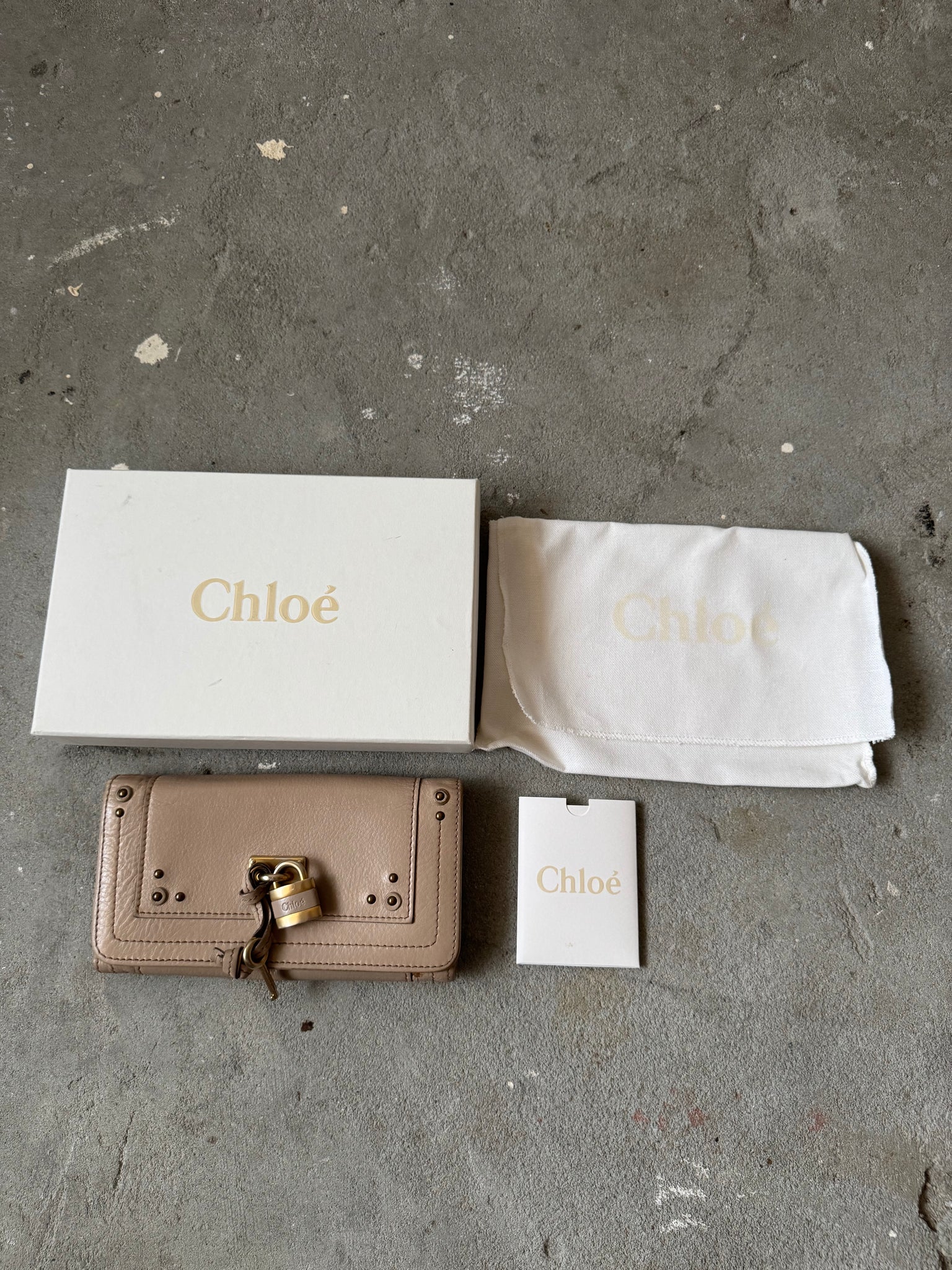 Chloe Paddington Long Leather Wallet Beige