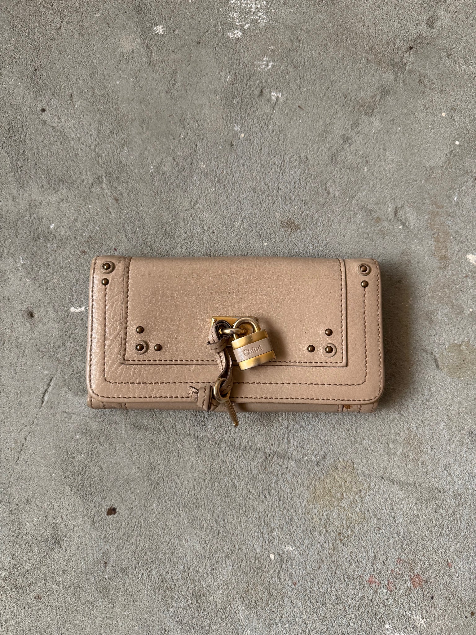 Chloe Paddington Long Leather Wallet Beige