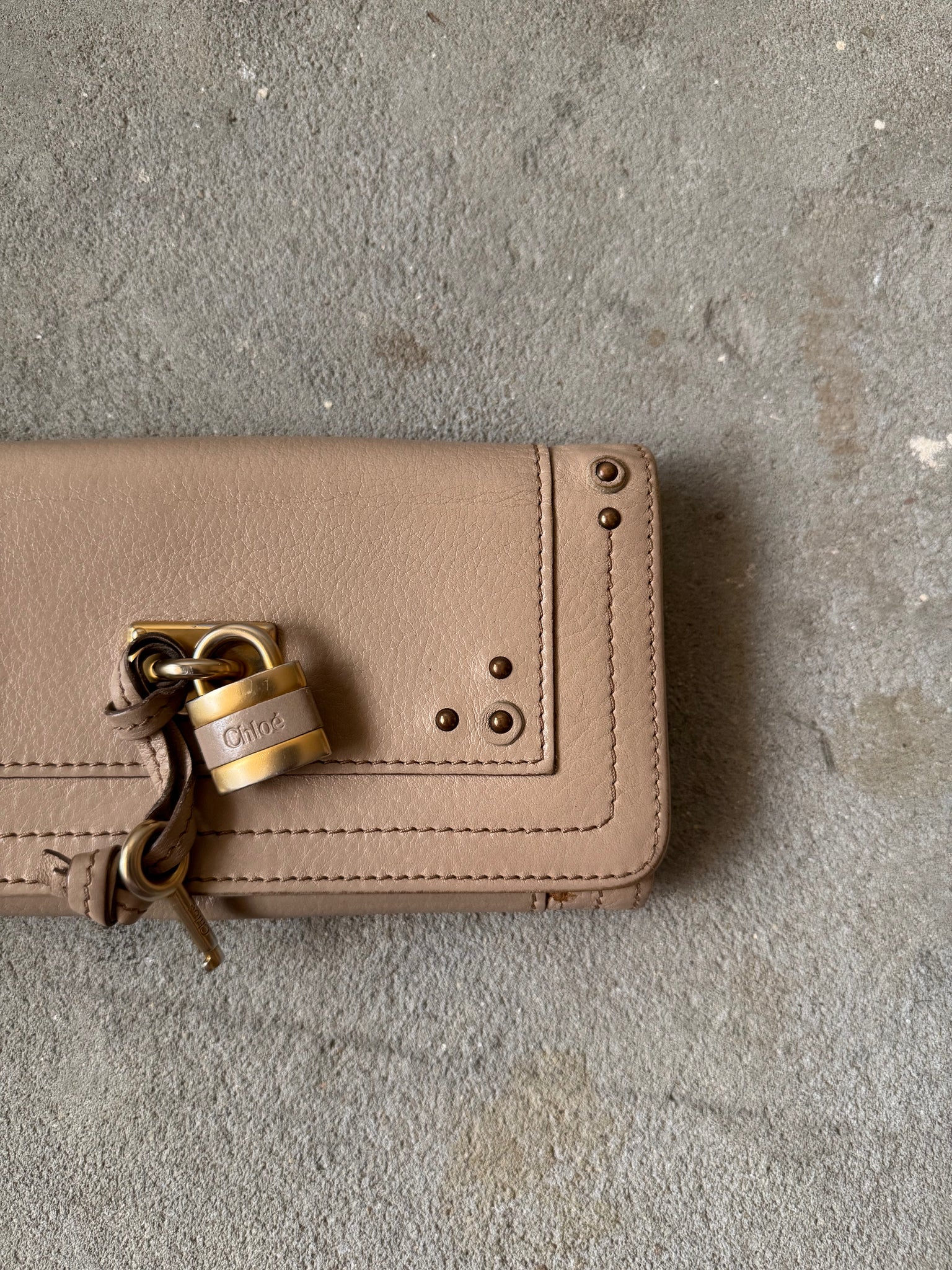 Chloe Paddington Long Leather Wallet Beige