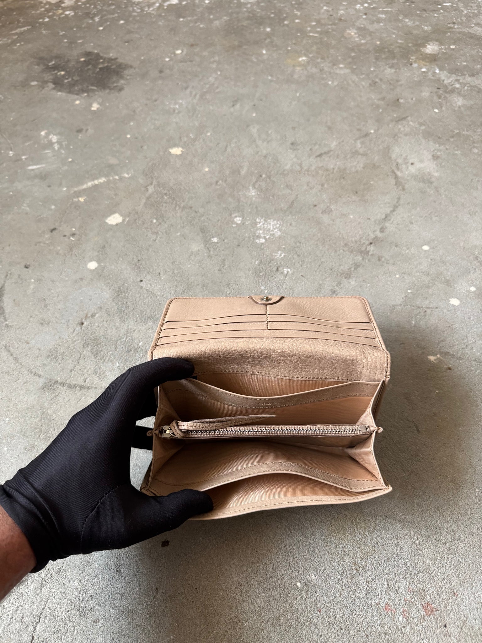 Chloe Paddington Long Leather Wallet Beige