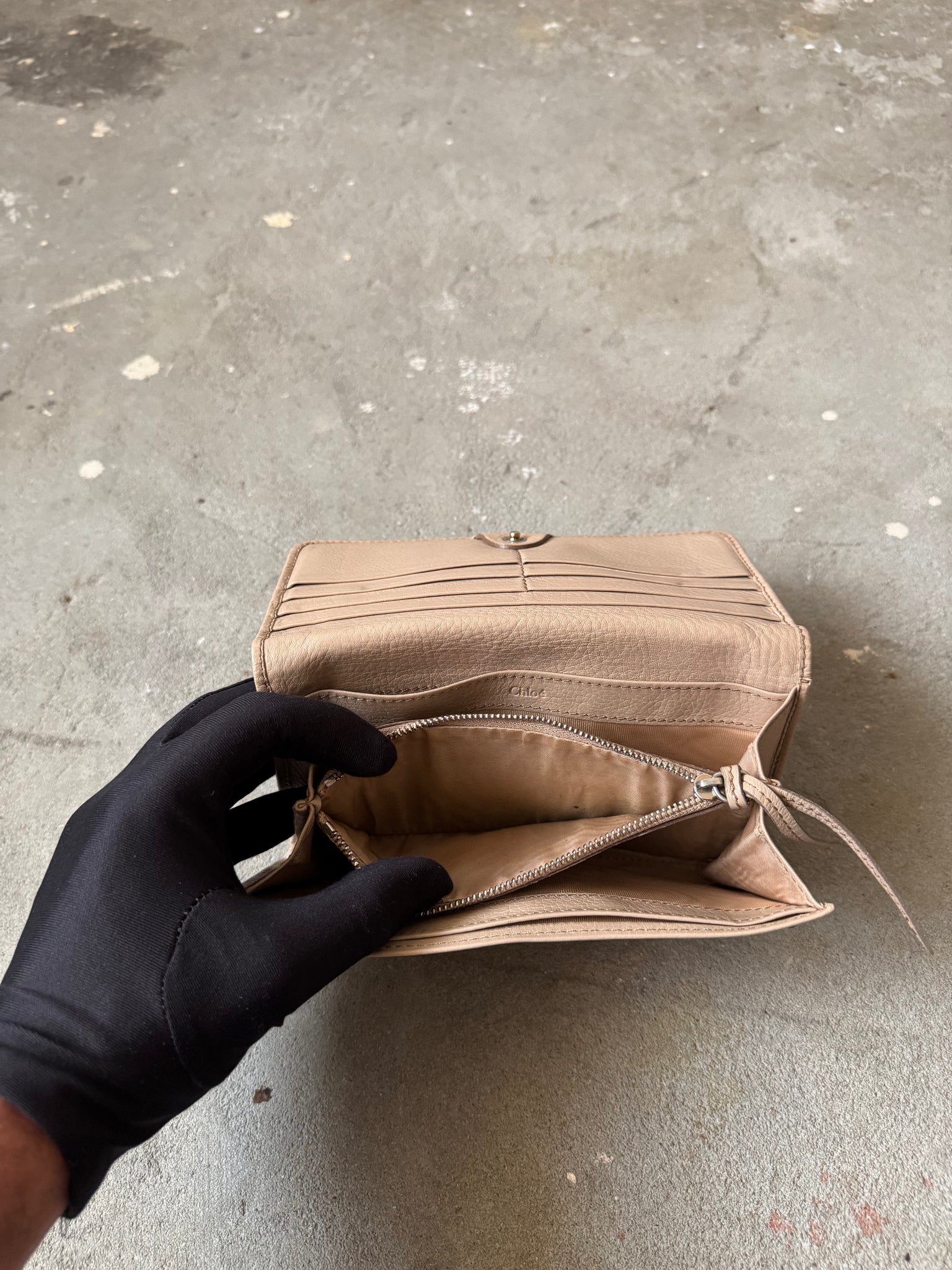 Chloe Paddington Long Leather Wallet Beige