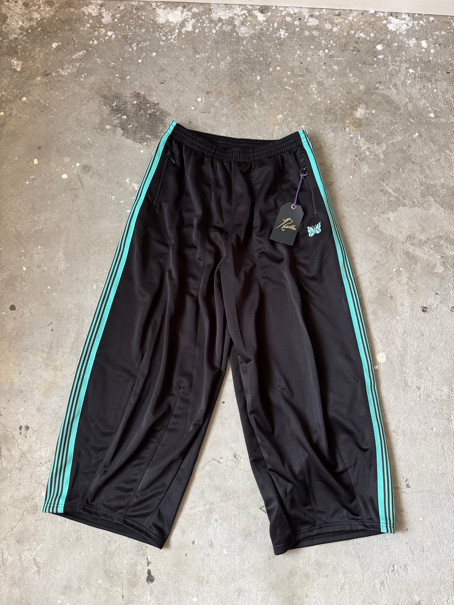 Needles HD Track Pants Poly Smooth Black/Tiffany