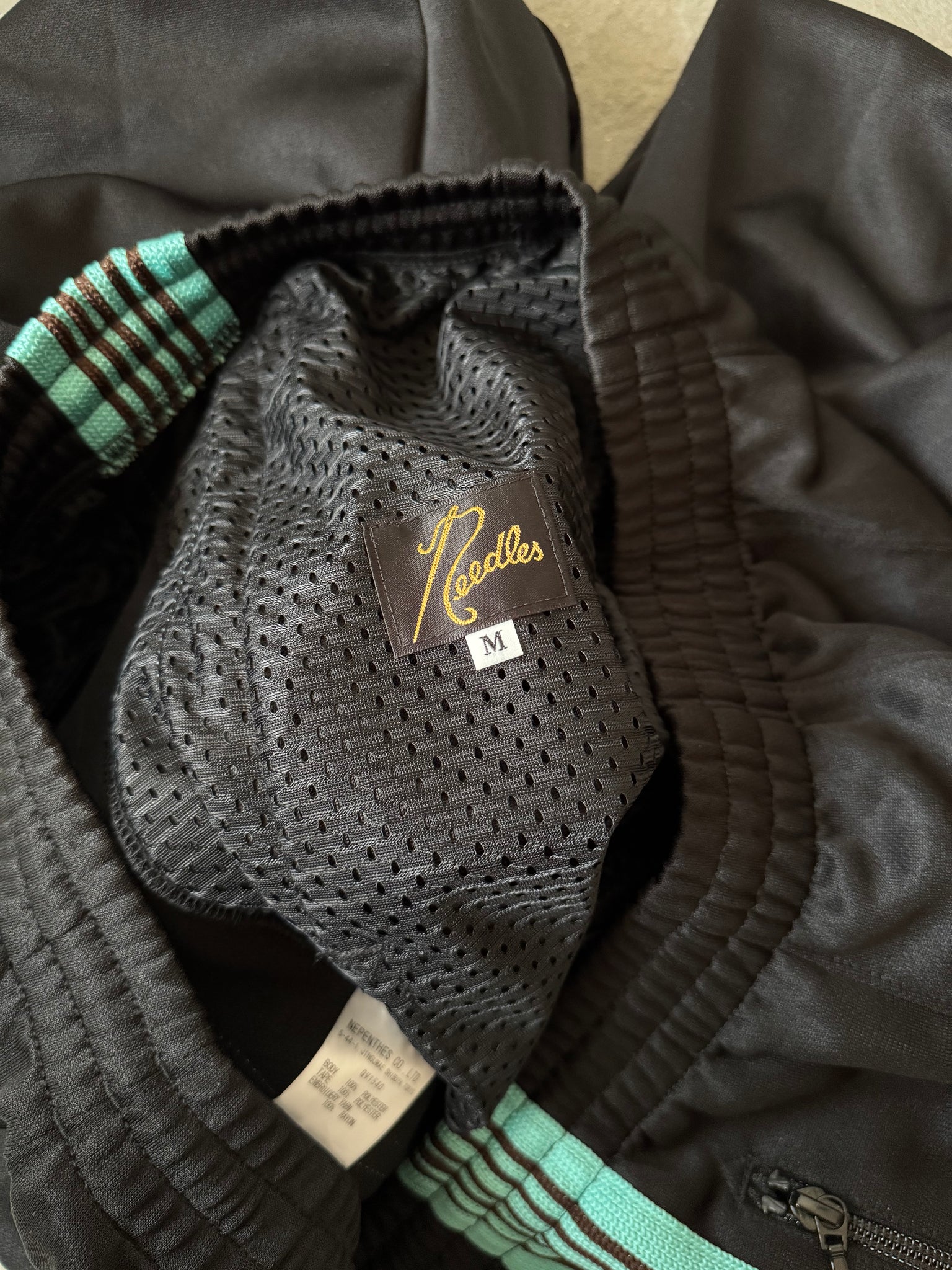 Needles HD Track Pants Poly Smooth Black/Tiffany