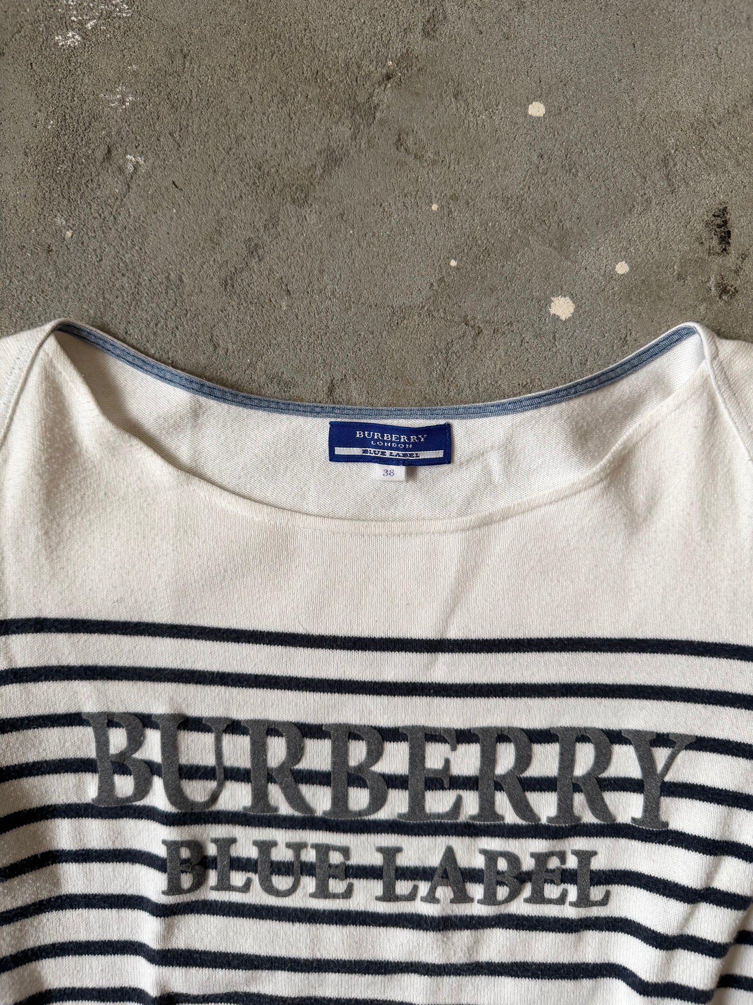 Burberry Blue Label Logo Stripe Long Sleeve White/Black – Curated by ...