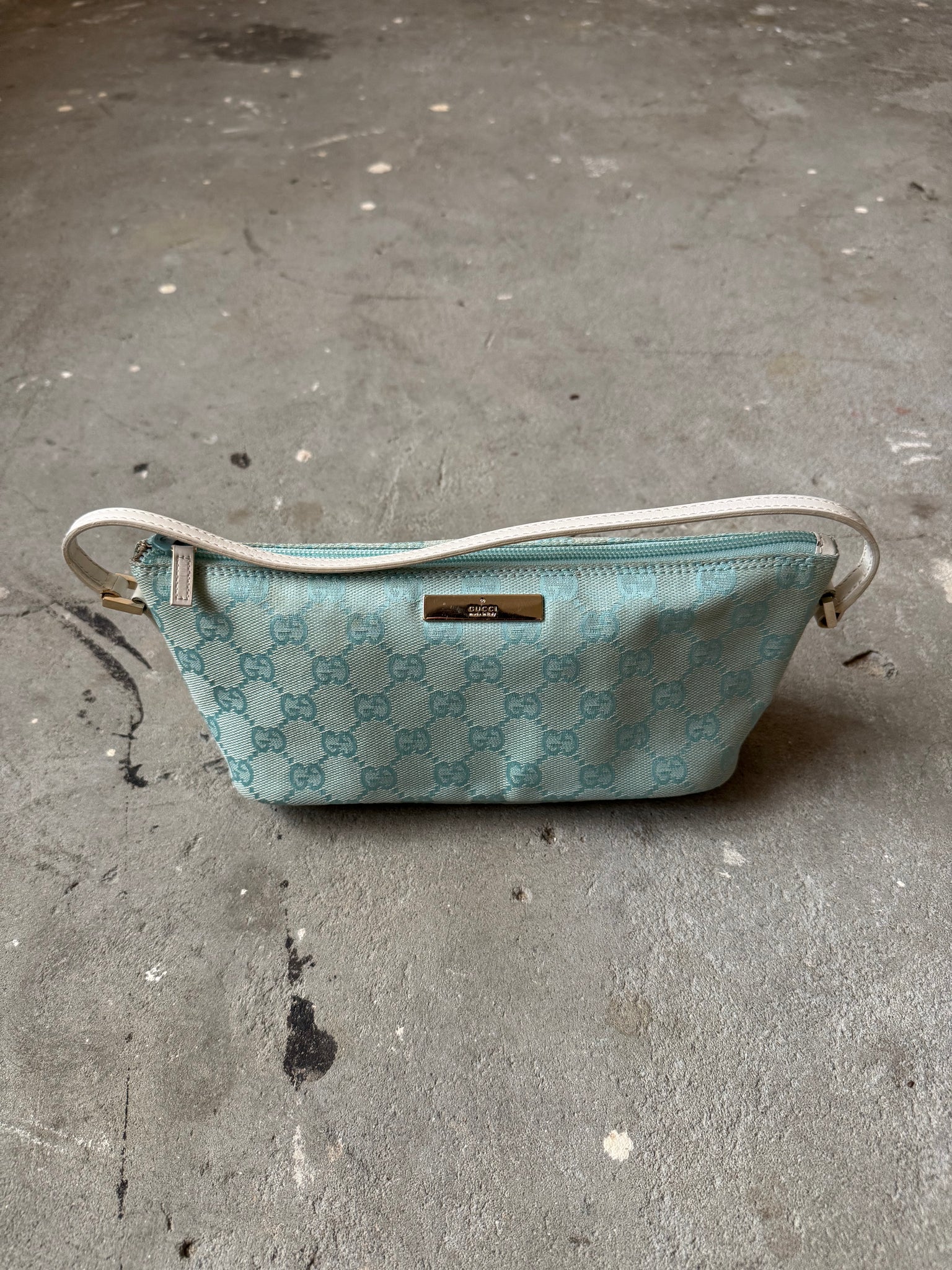 Gucci GG Monogram Pochette Boat Shoulder Bag Blue