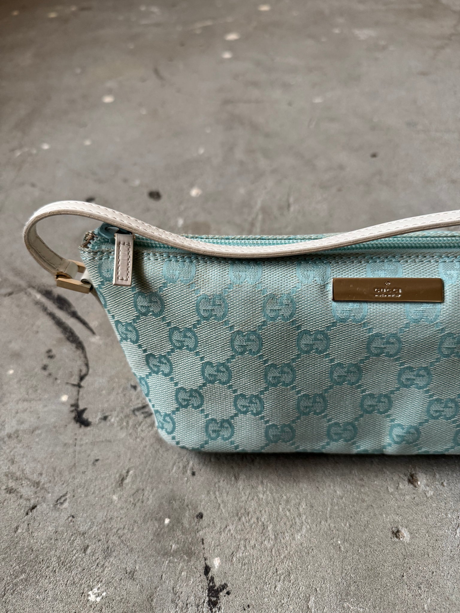 Gucci GG Monogram Pochette Boat Shoulder Bag Blue