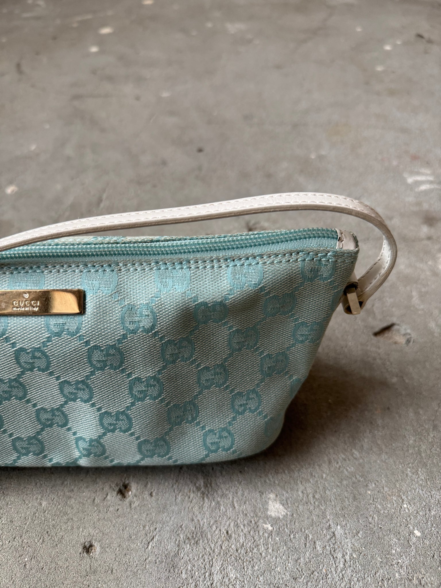 Gucci GG Monogram Pochette Boat Shoulder Bag Blue