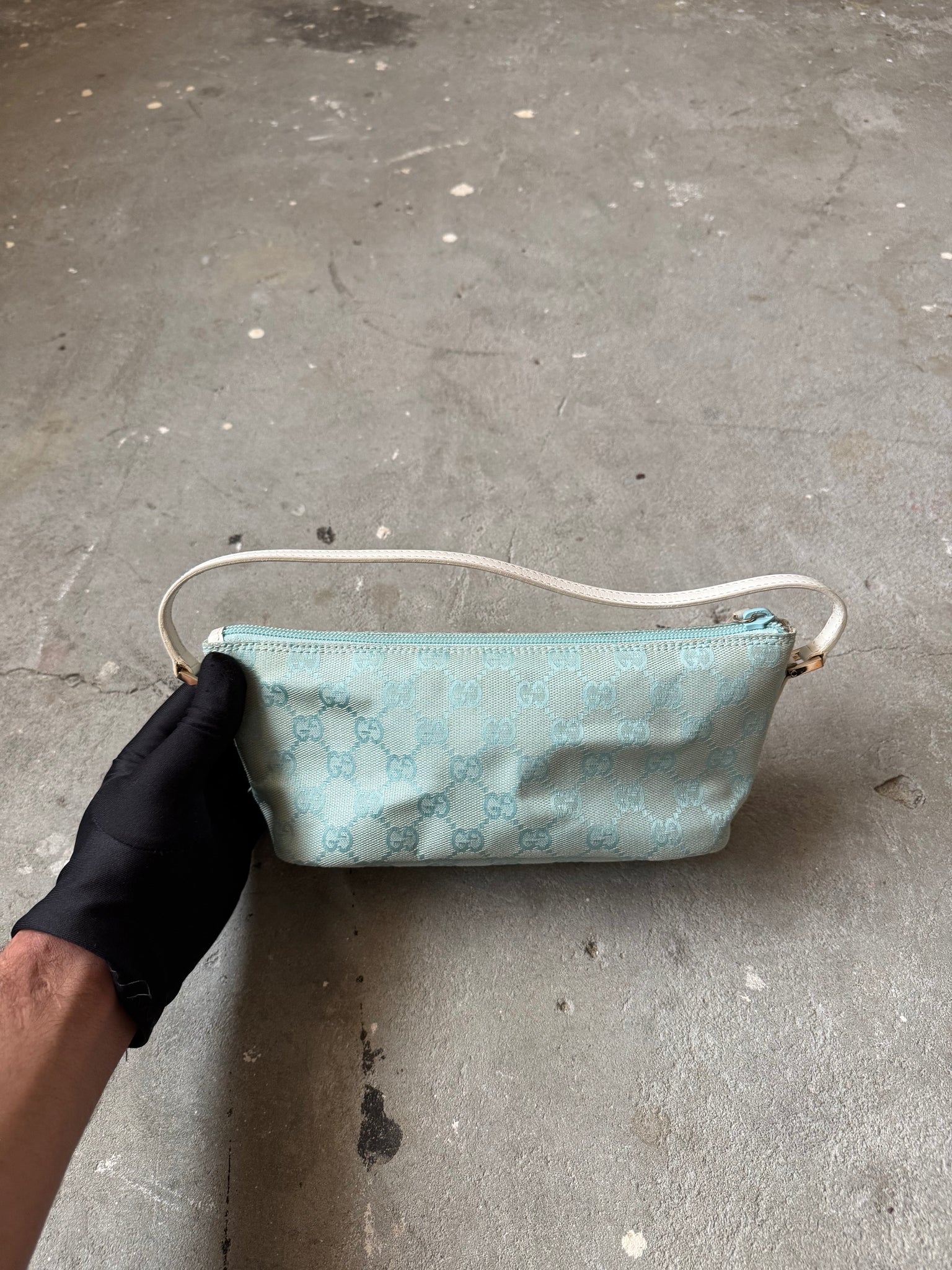 Gucci GG Monogram Pochette Boat Shoulder Bag Blue