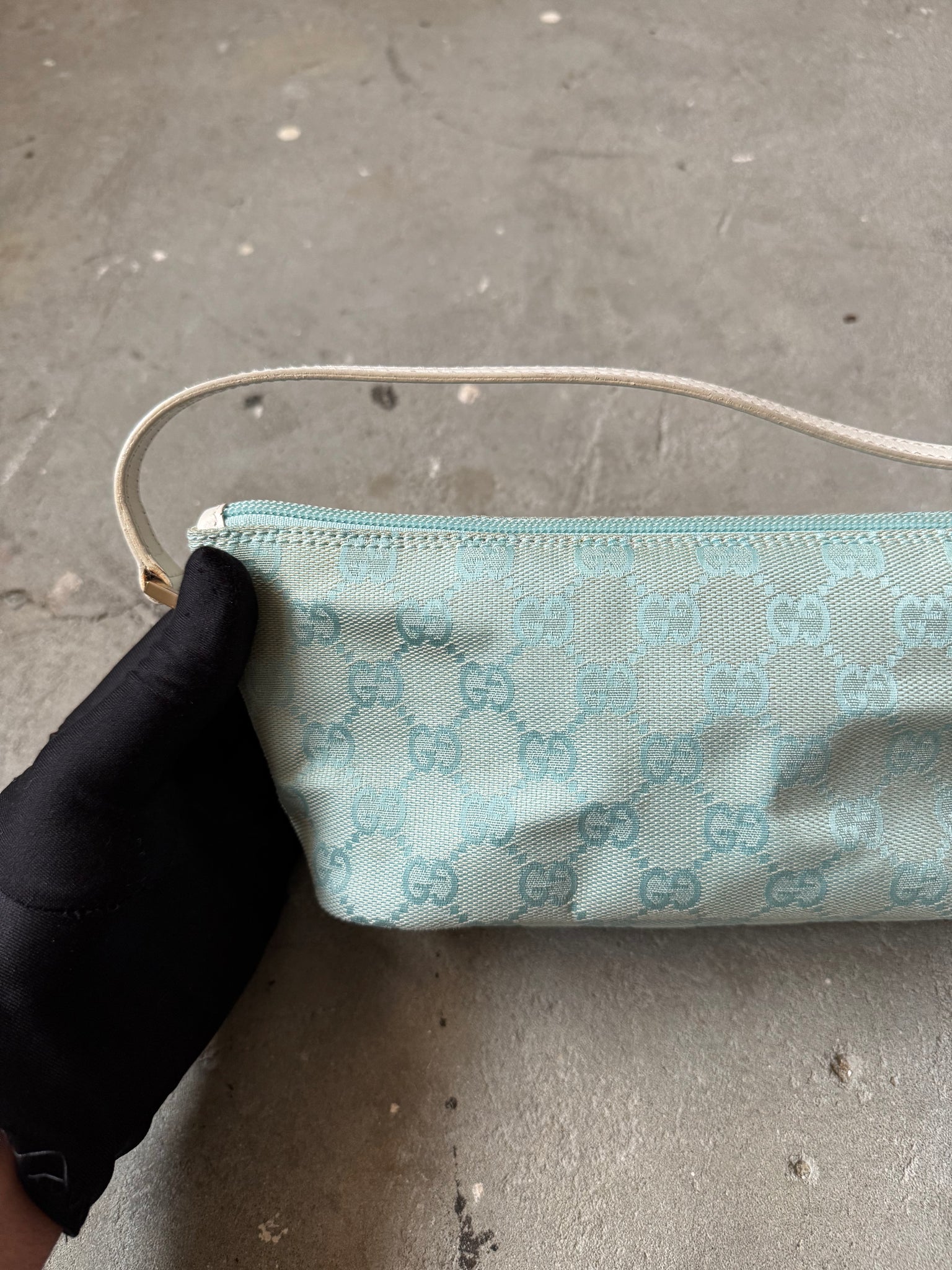 Gucci GG Monogram Pochette Boat Shoulder Bag Blue
