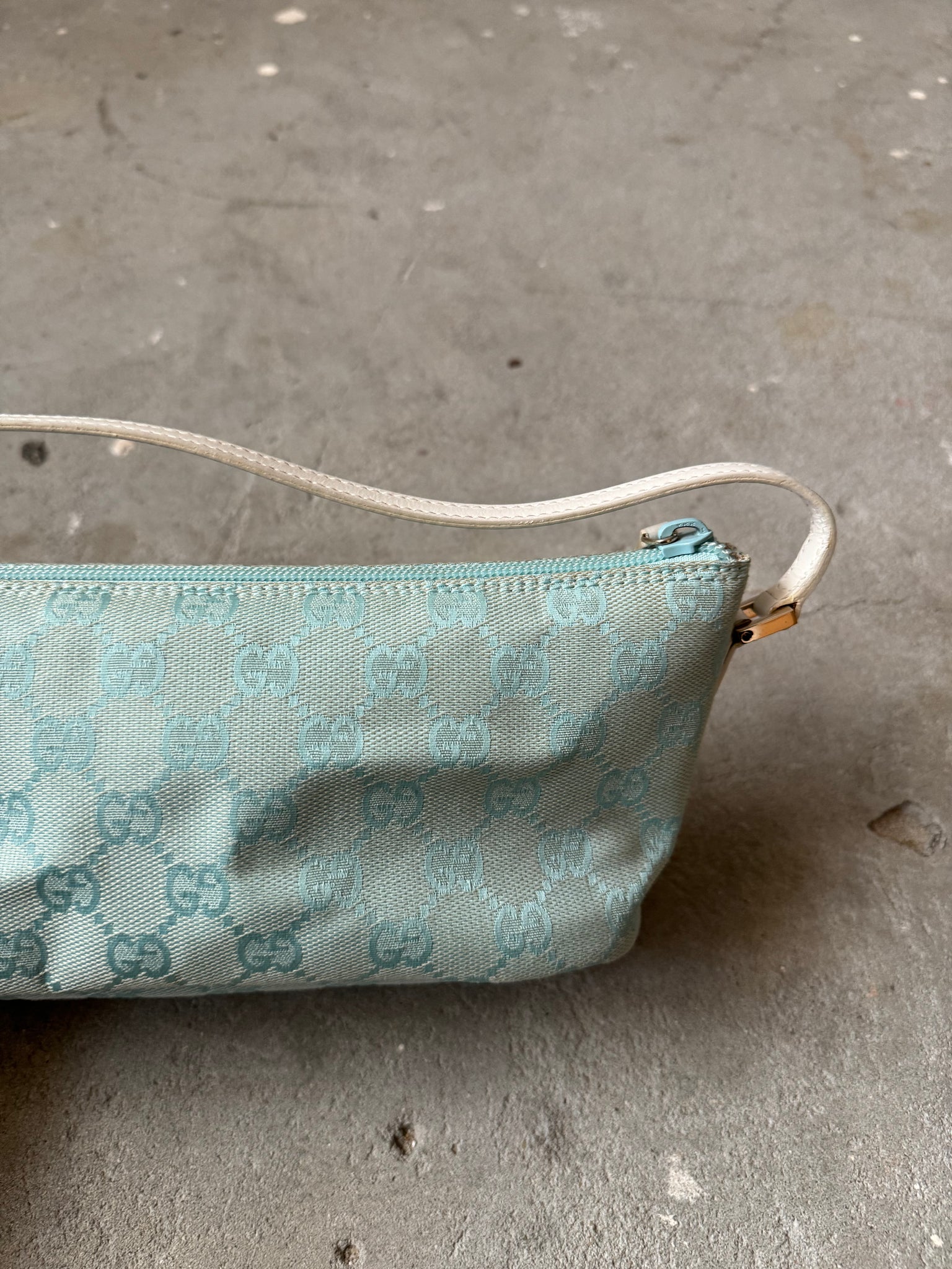 Gucci GG Monogram Pochette Boat Shoulder Bag Blue