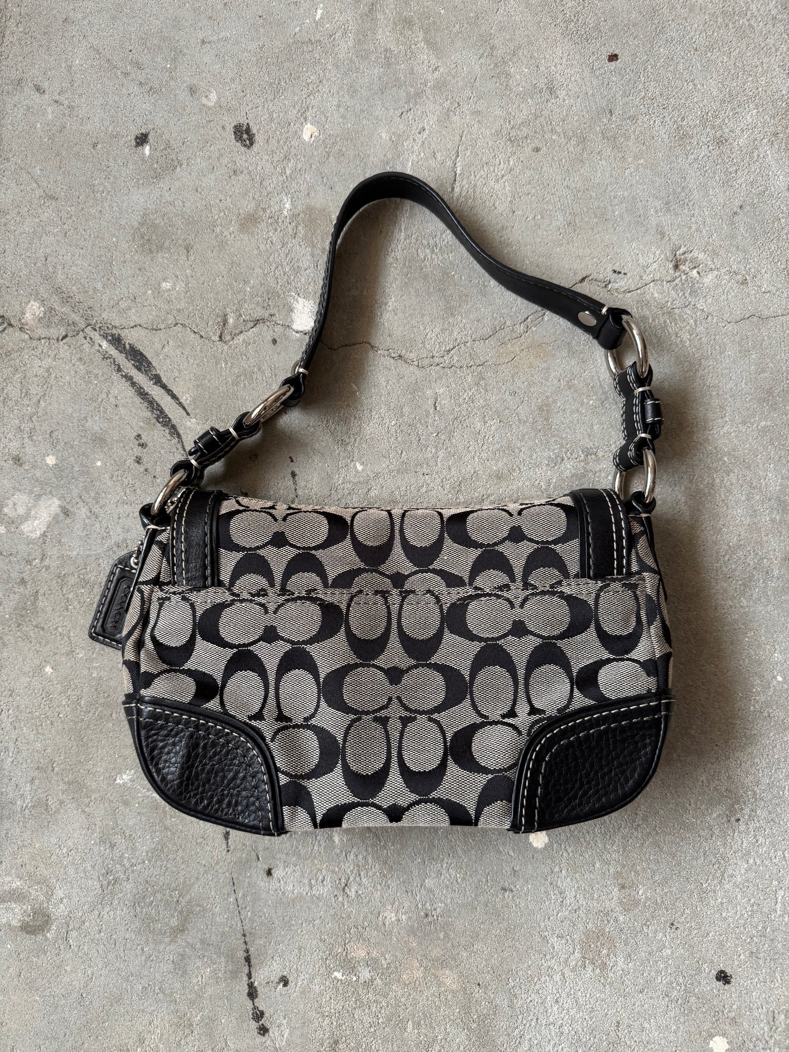 Coach Signature Sufflette Shoulder Bag Grey/Black
