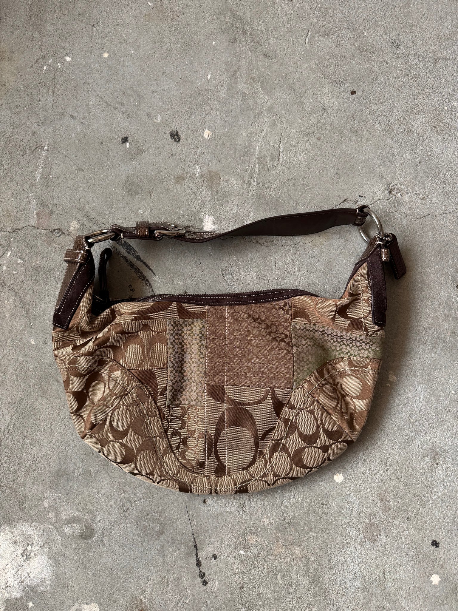 Coach Signature Soho Patchwork Shoulder Bag Beige/Brown