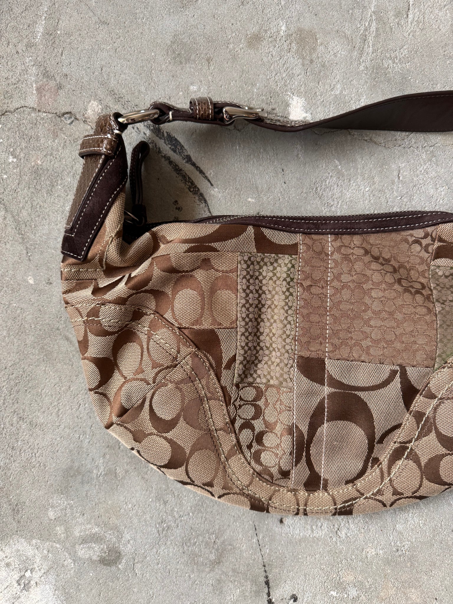 Coach Signature Soho Patchwork Shoulder Bag Beige/Brown