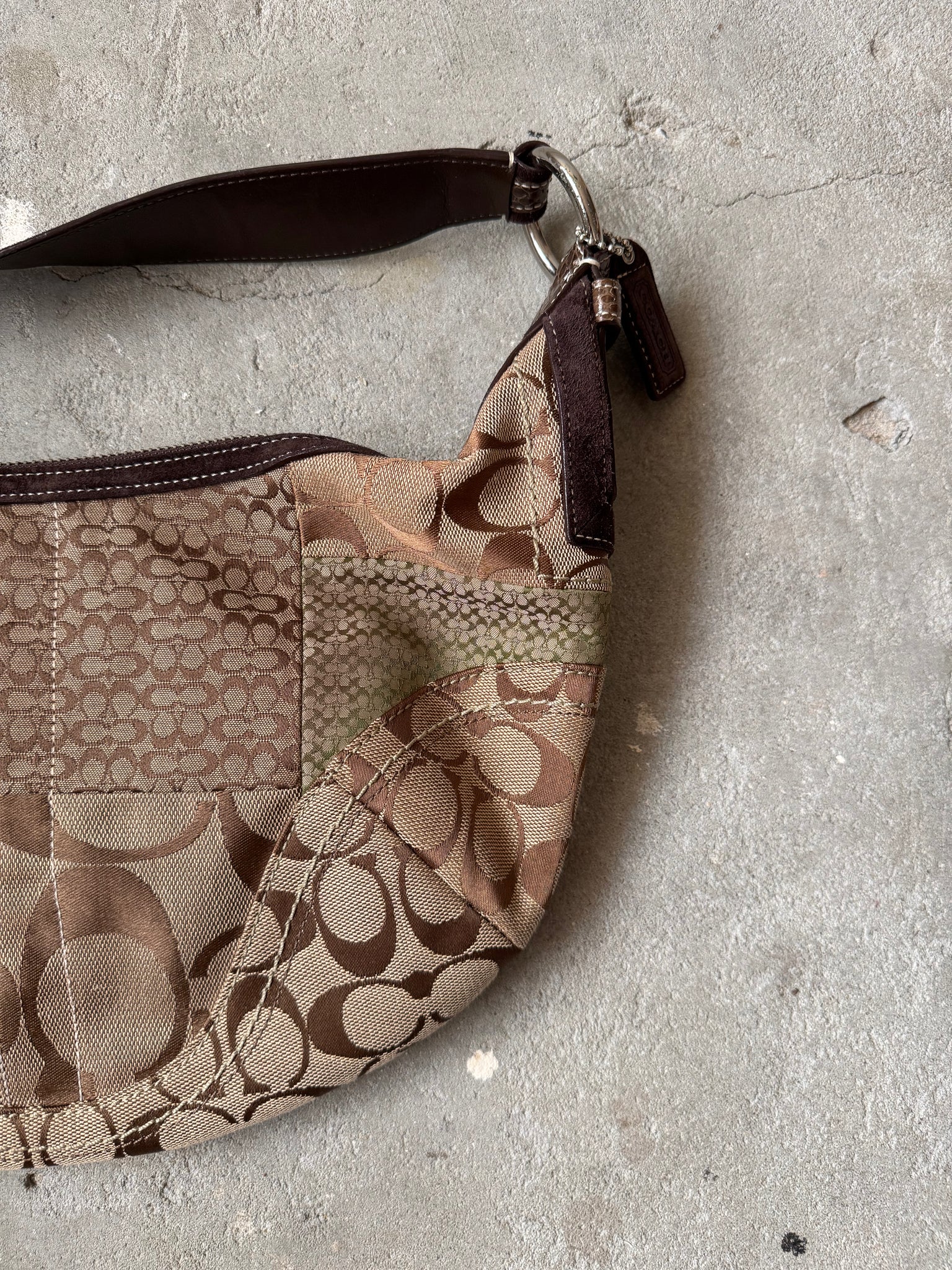 Coach Signature Soho Patchwork Shoulder Bag Beige/Brown