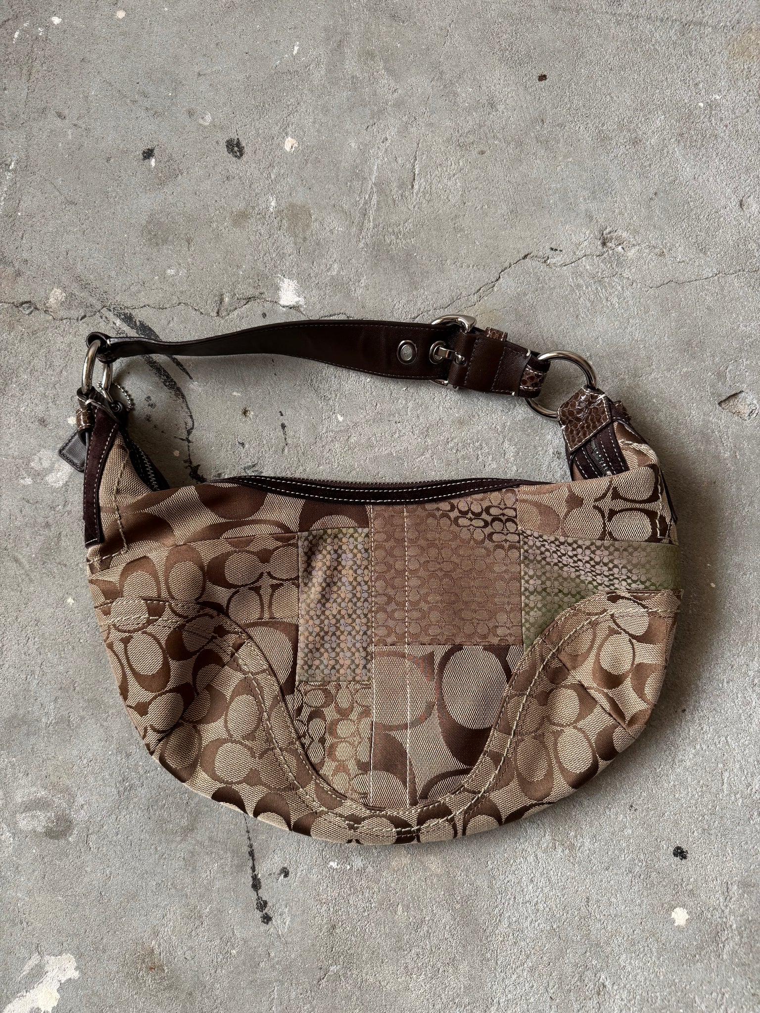 Coach Signature Soho Patchwork Shoulder Bag Beige/Brown