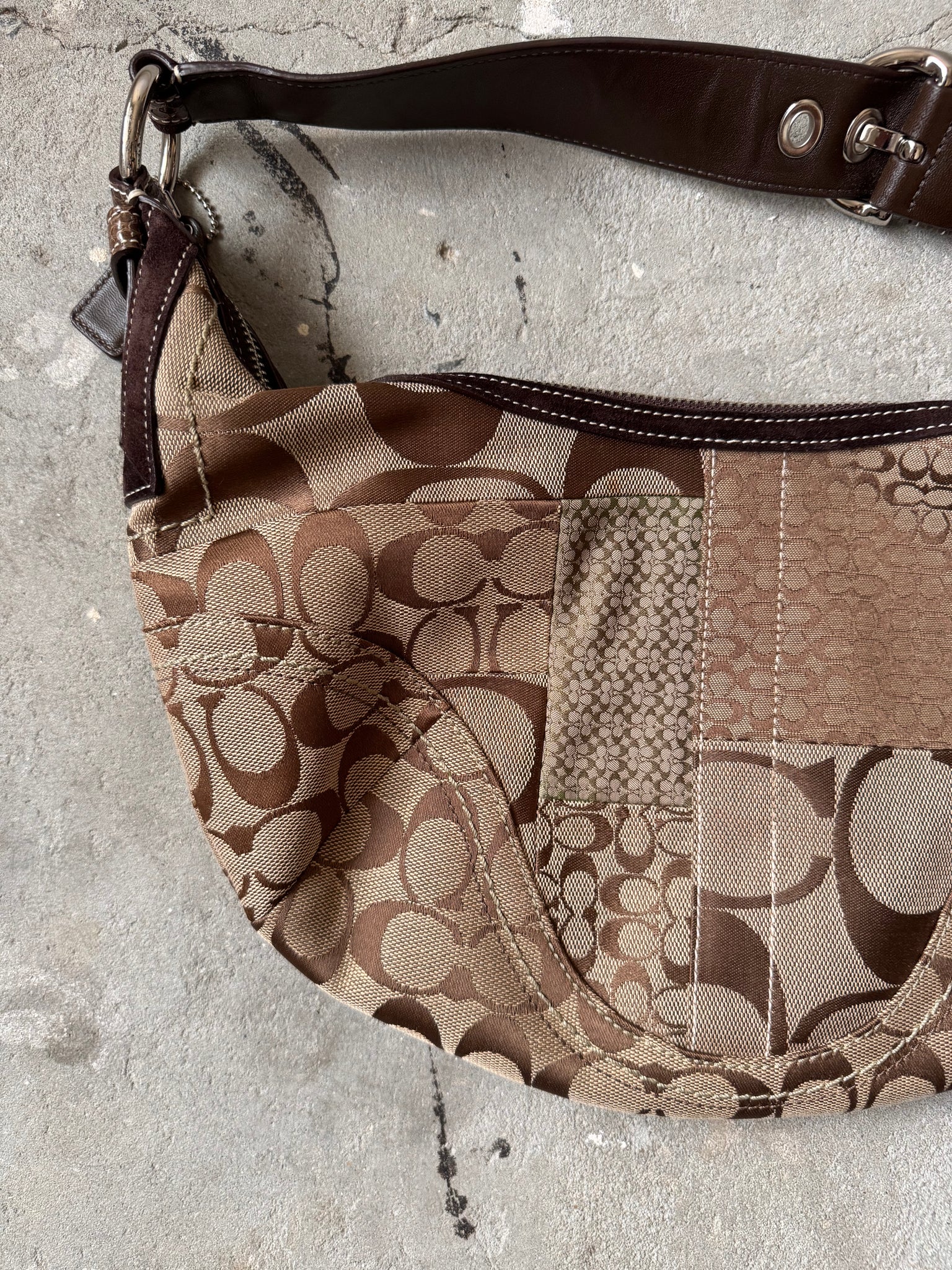 Coach Signature Soho Patchwork Shoulder Bag Beige/Brown