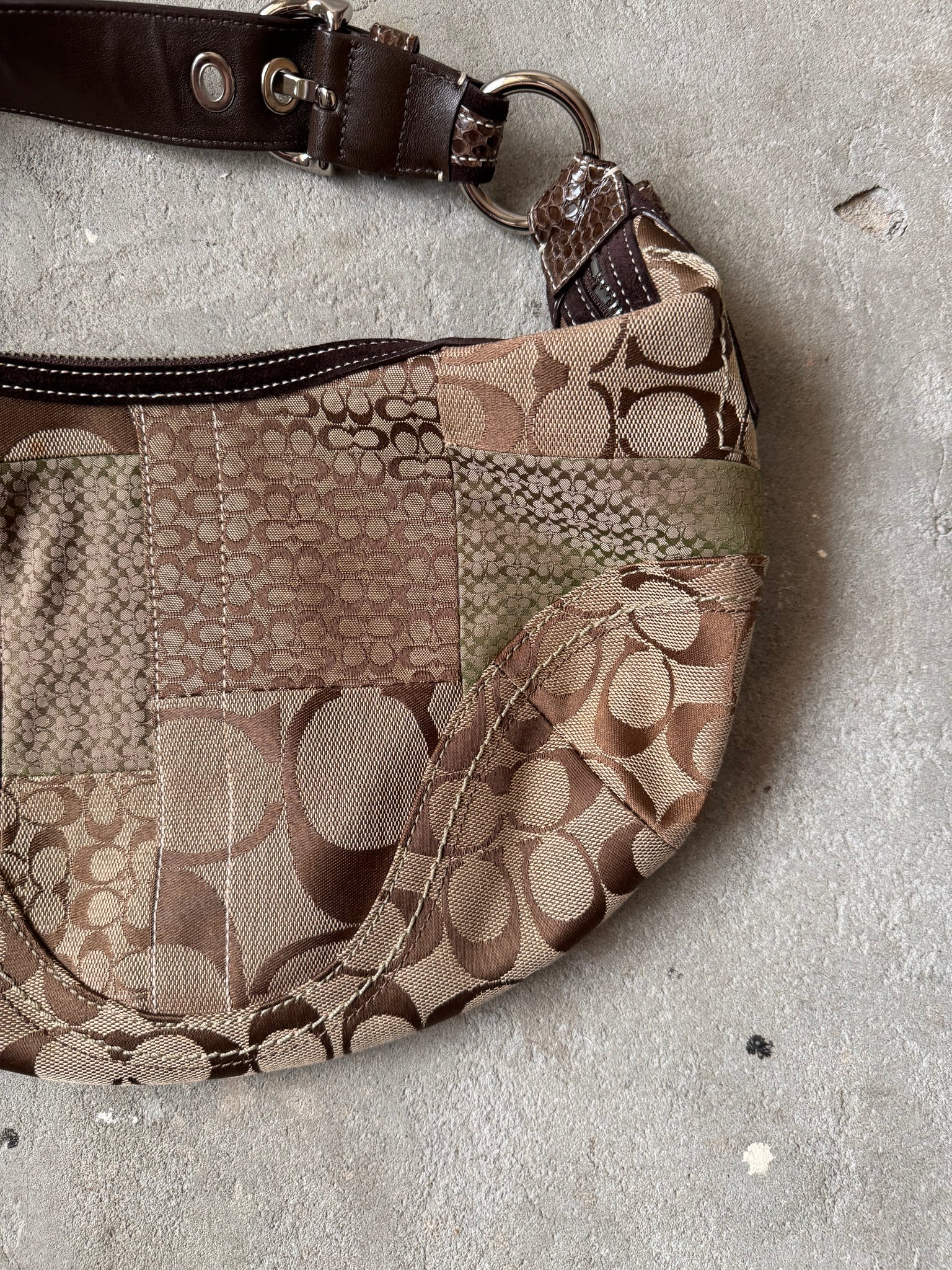 Coach Signature Soho Patchwork Shoulder Bag Beige/Brown