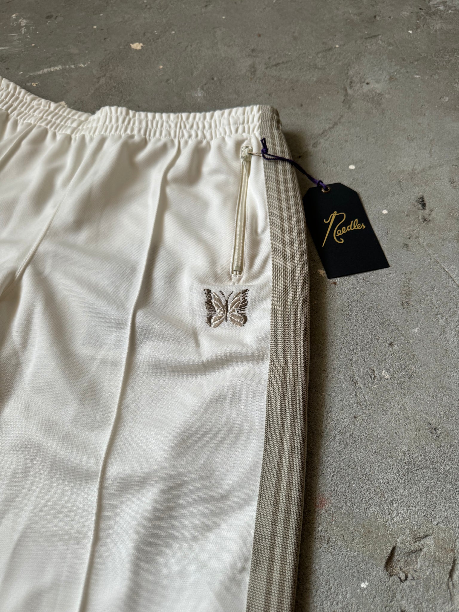 Needles Track Pants Poly Smooth 'White/Beige' Exclusive (Size L)