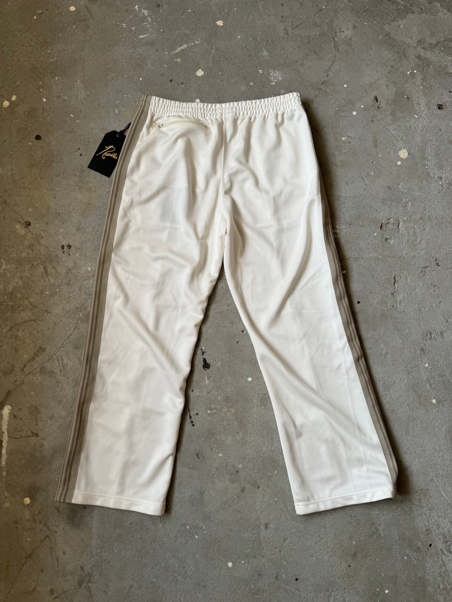 Needles Track Pants Poly Smooth 'White/Beige' Exclusive (Size L)