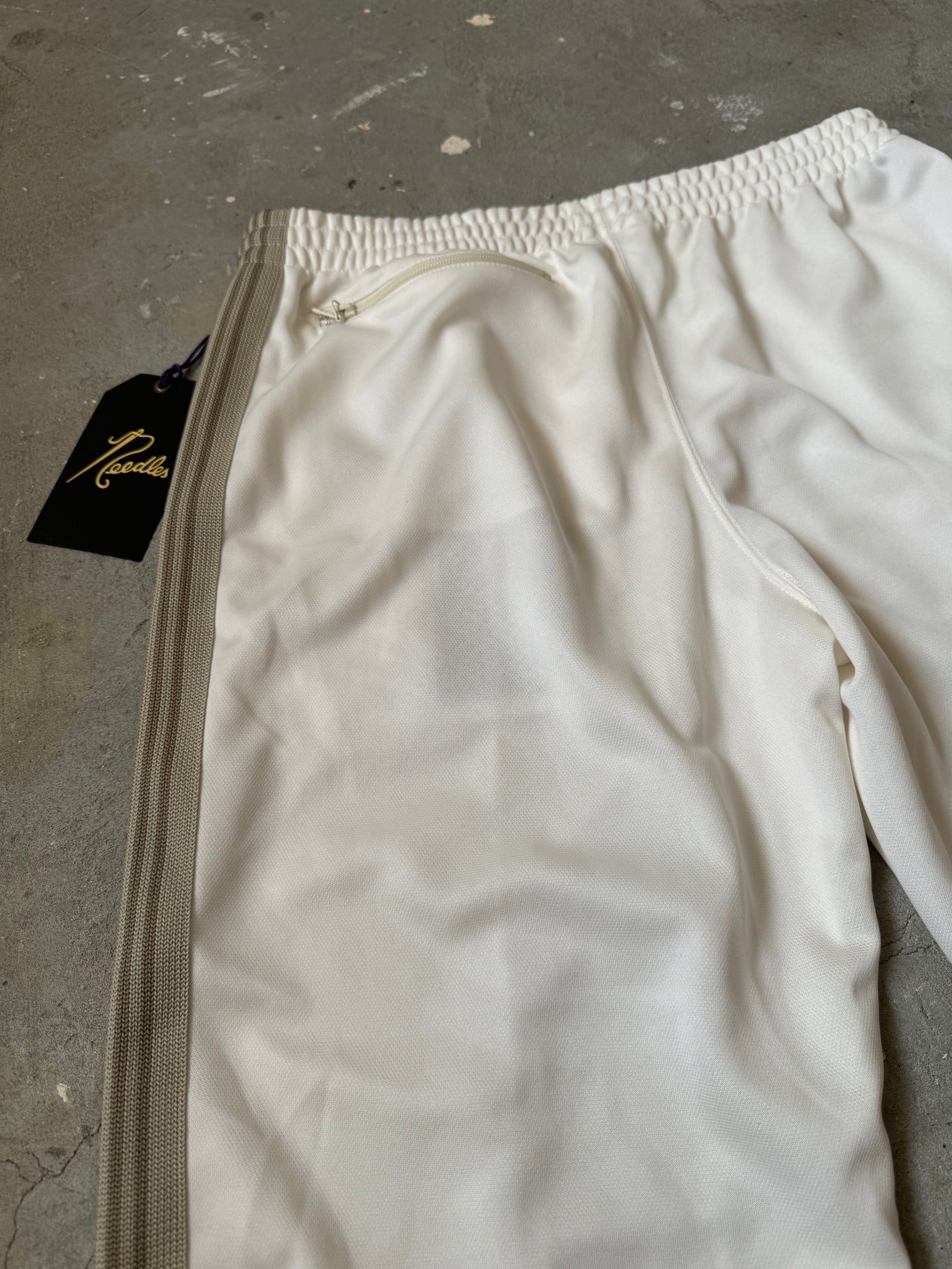 Needles Track Pants Poly Smooth 'White/Beige' Exclusive (Size L)